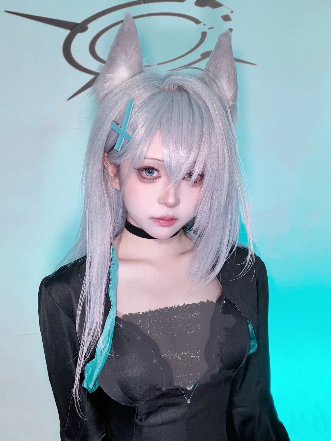 蔚蓝档案, 砂狼白子cos, 兽耳cosplay, 银发cos, 清冷风摄影 - 第2张