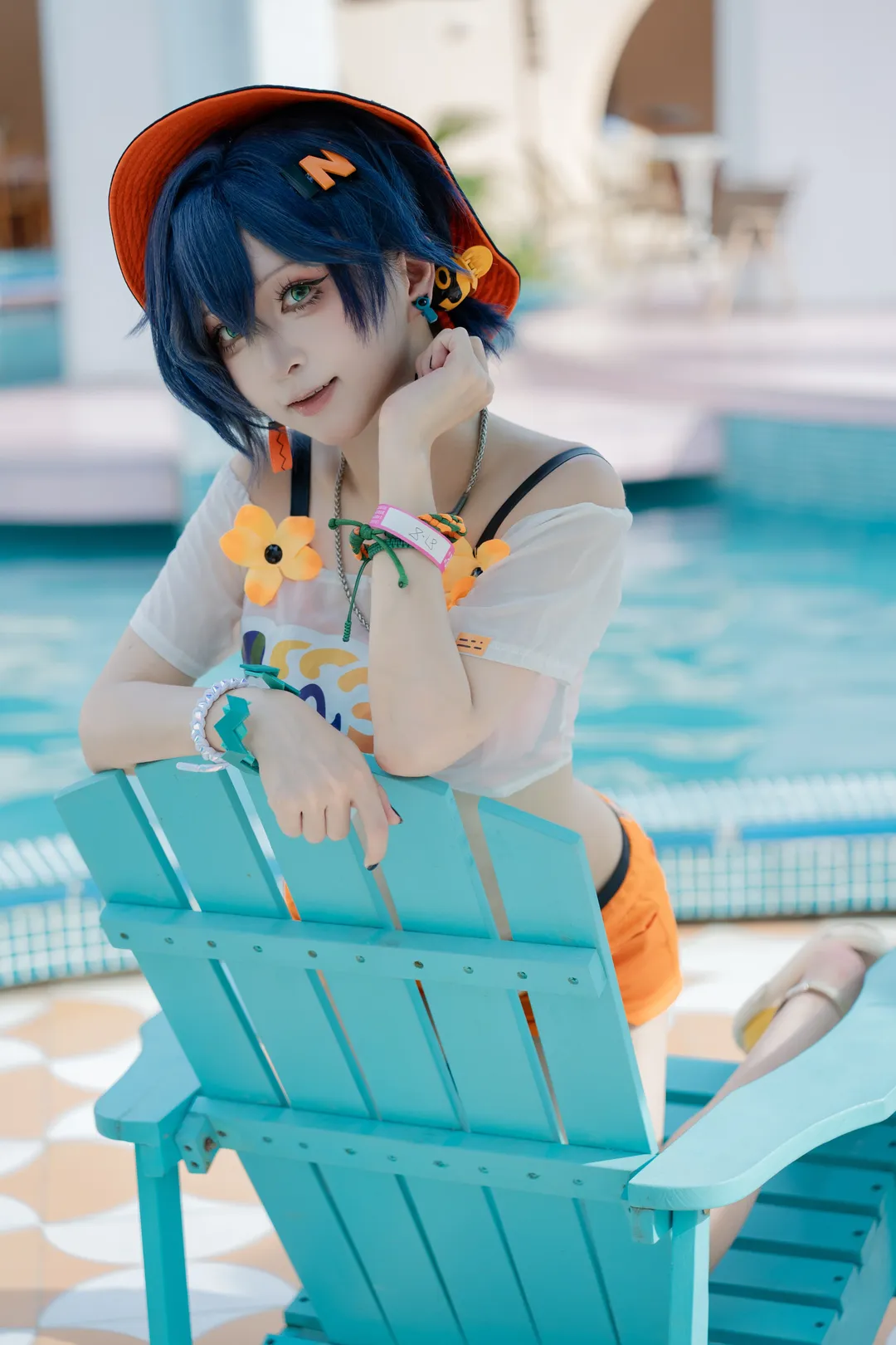 绝区零, 泳装cosplay, 玲cos, 户外人像写真, 夏日氛围感摄影 - 第1张