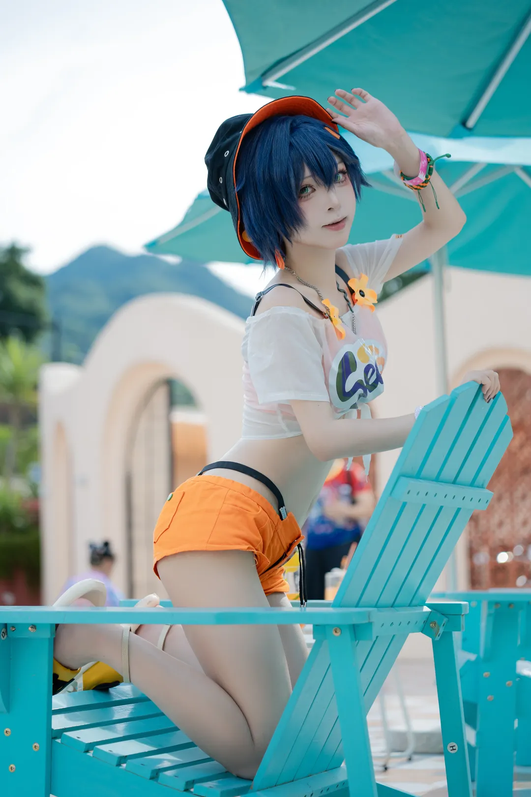 绝区零, 泳装cosplay, 玲cos, 户外人像写真, 夏日氛围感摄影 - 第2张