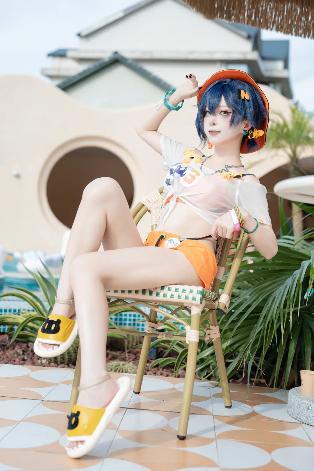 绝区零, 泳装cosplay, 玲cos, 户外人像写真, 夏日氛围感摄影 - 第4张