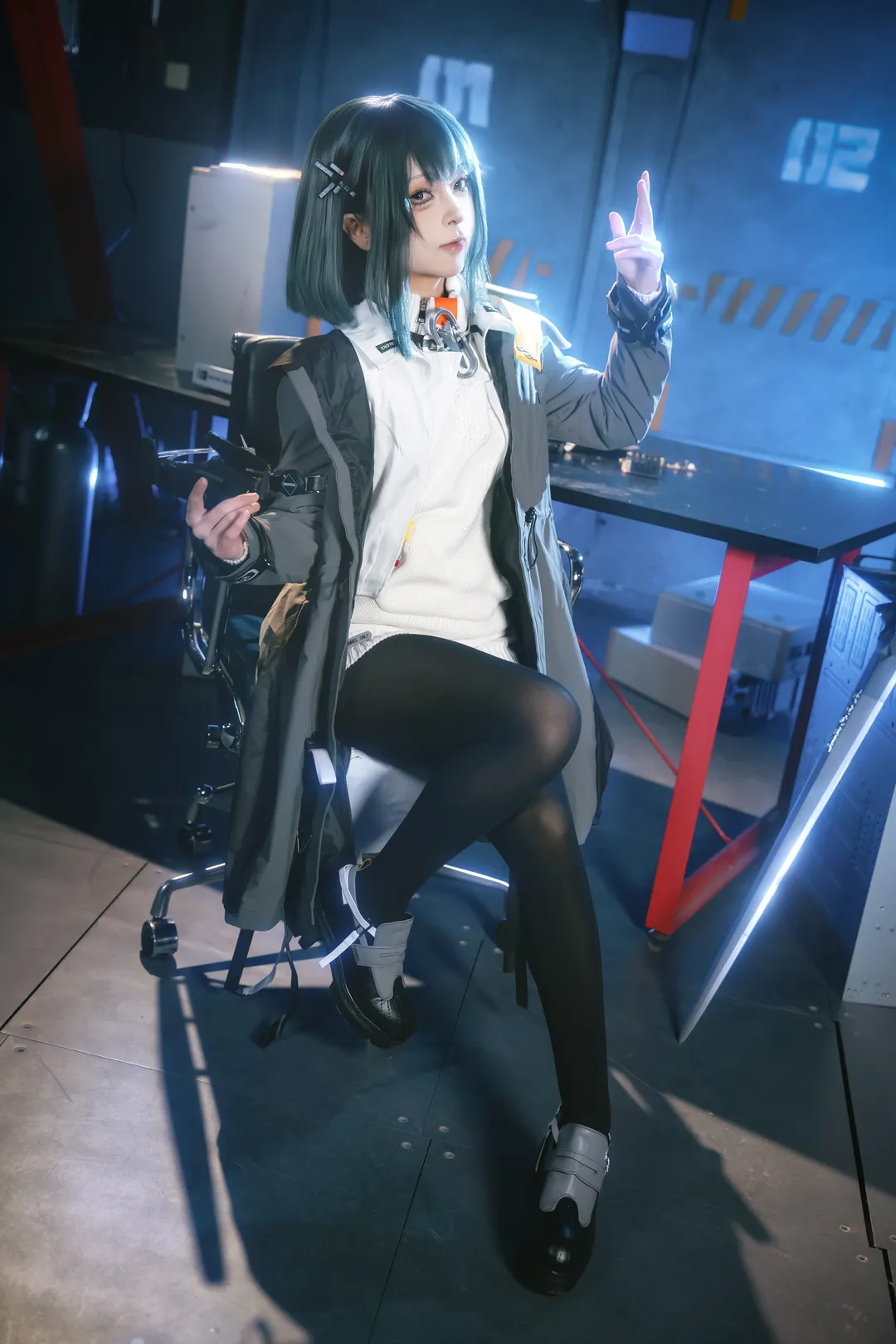 二次元攝影, 黑絲穿搭, 遊戲角色扮演, 終末地女管cos, 明日方舟終未地