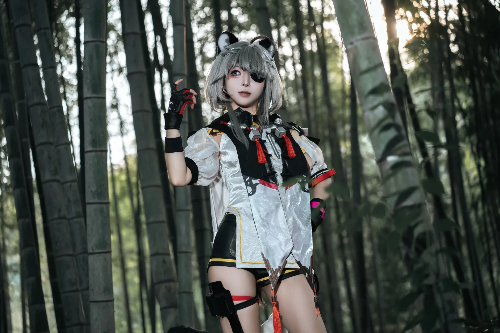 cosplay, 明日方舟终末地, 兽耳少女, 竹林摄影, 战术风穿搭