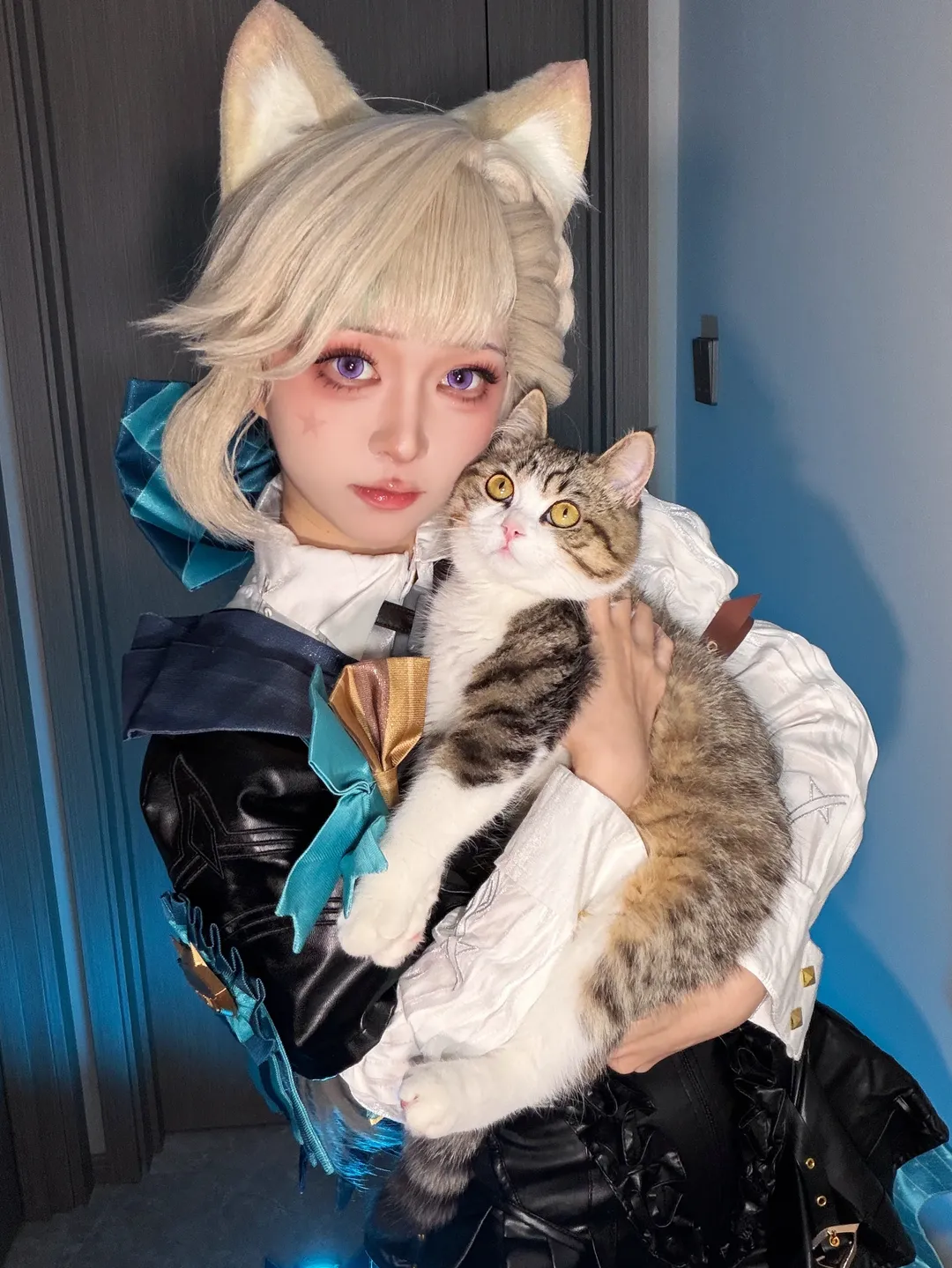 原神, 琳妮特cos, cosplay日常, 兽耳少女, 猫咪搭档