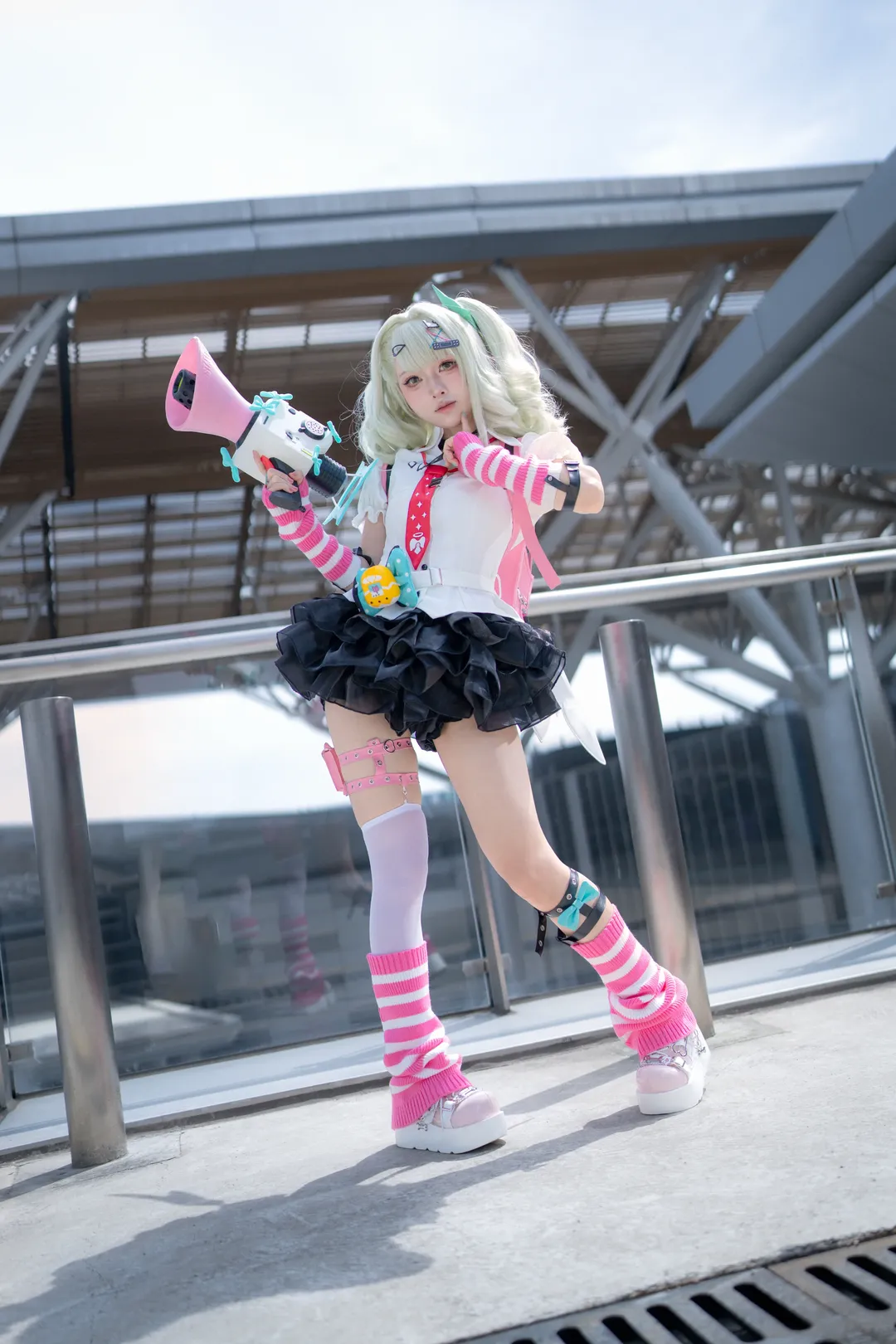 Roleplay, Outdoor photography, Sunna cosplay, Mint green wig, Sweet-cool outfit