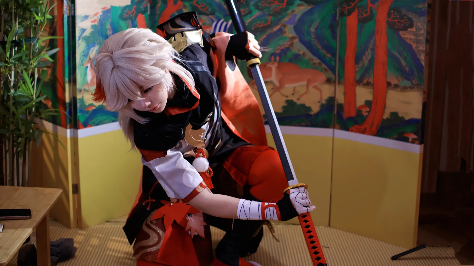 原神, 和风摄影, 二次元cosplay, 枫原万叶cos, 剑客写真 - 第3张