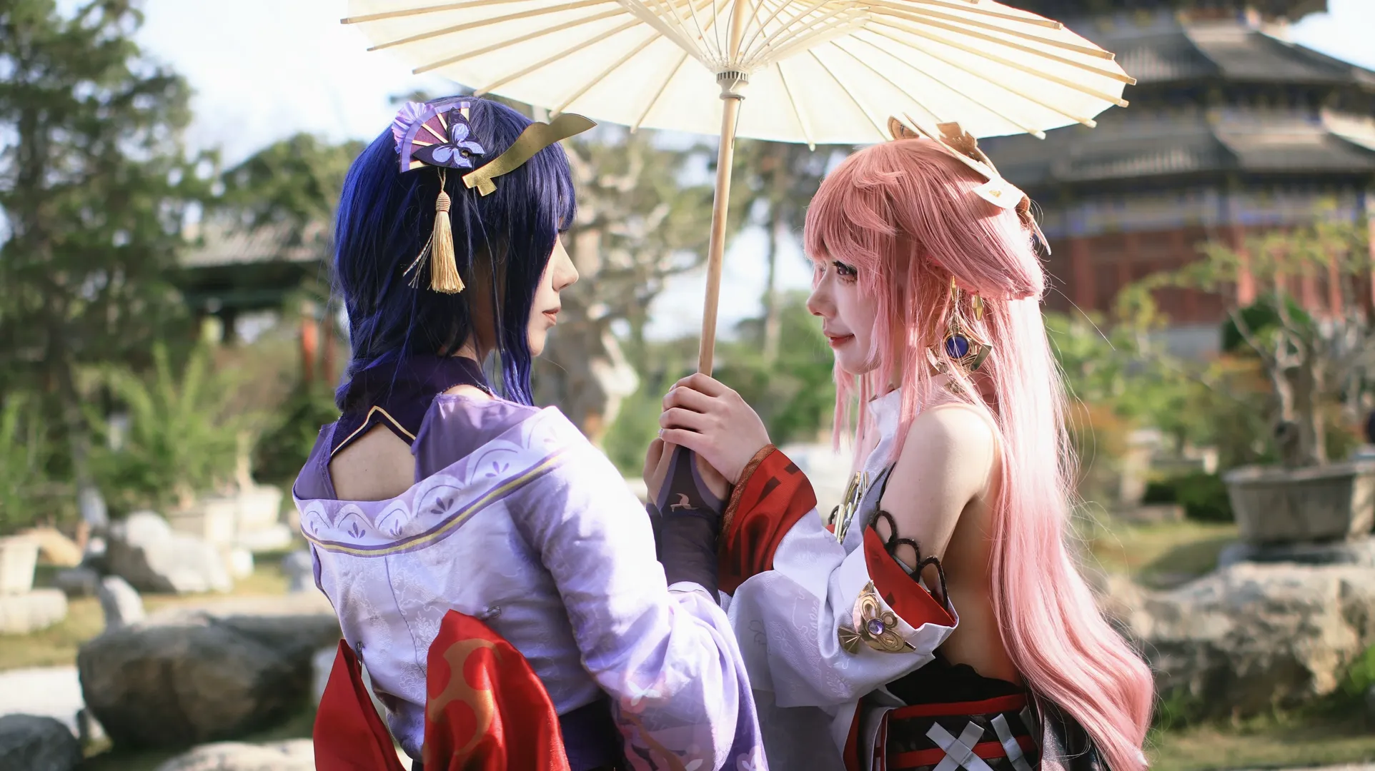 Genshin Impact, Yae Miko cosplay, Narukami Group, Outdoor photography, Raiden Shogun cosplay - Image 2