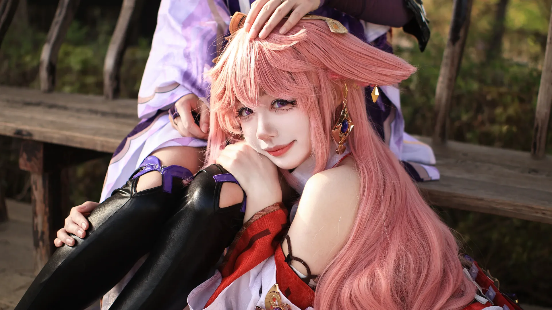 Genshin Impact, Yae Miko cosplay, Narukami Group, Outdoor photography, Raiden Shogun cosplay - Image 4