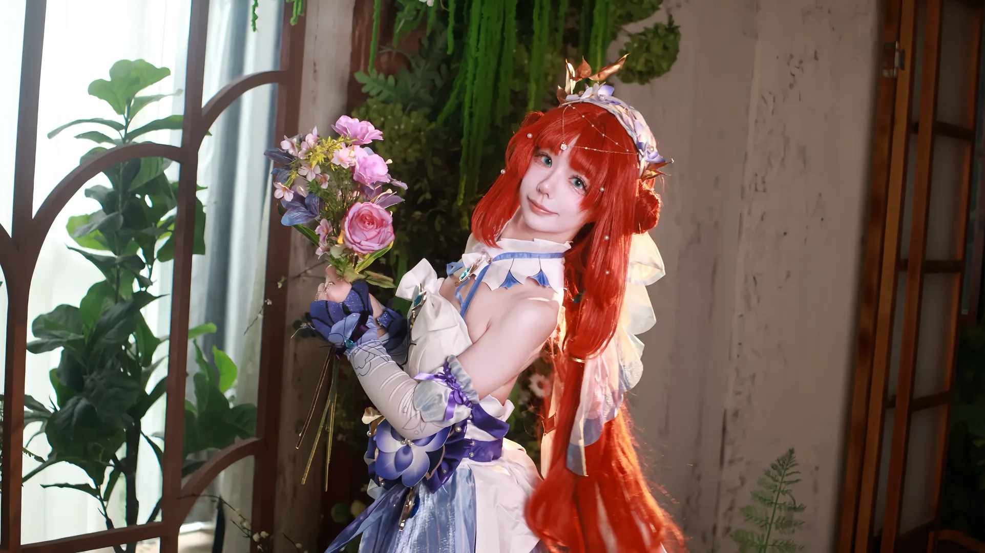 户外摄影, 妮露cos, cosplay日常, 红发cos, 花仙子妆造 - 第3张