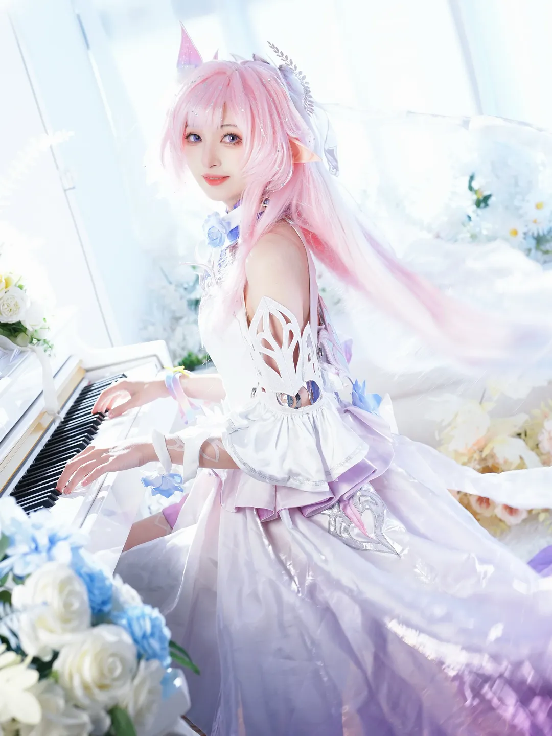 キュレネ コスプレ, 崩壊：スターレイル, 二次元コスプレ, 幻想的な撮影, エルフ風