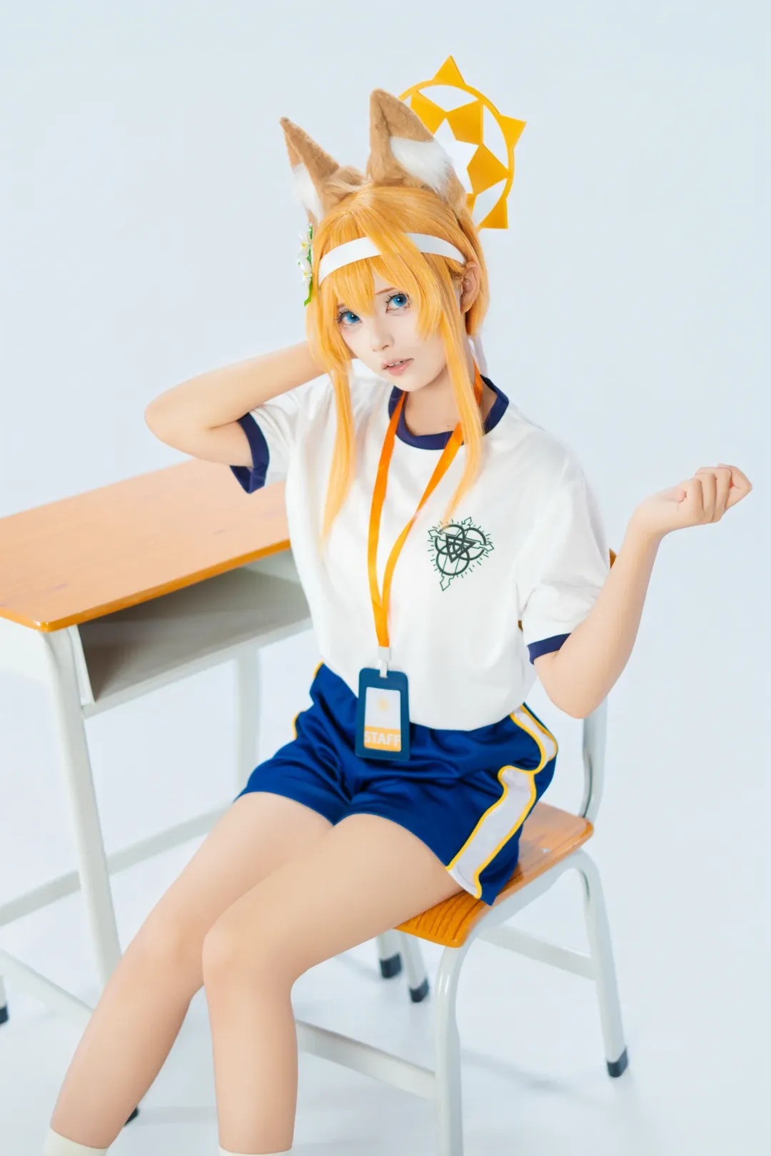 蔚蓝档案, 伊落玛丽cos, 白棚摄影, 二次元人像, 体操服cosplay - 第3张