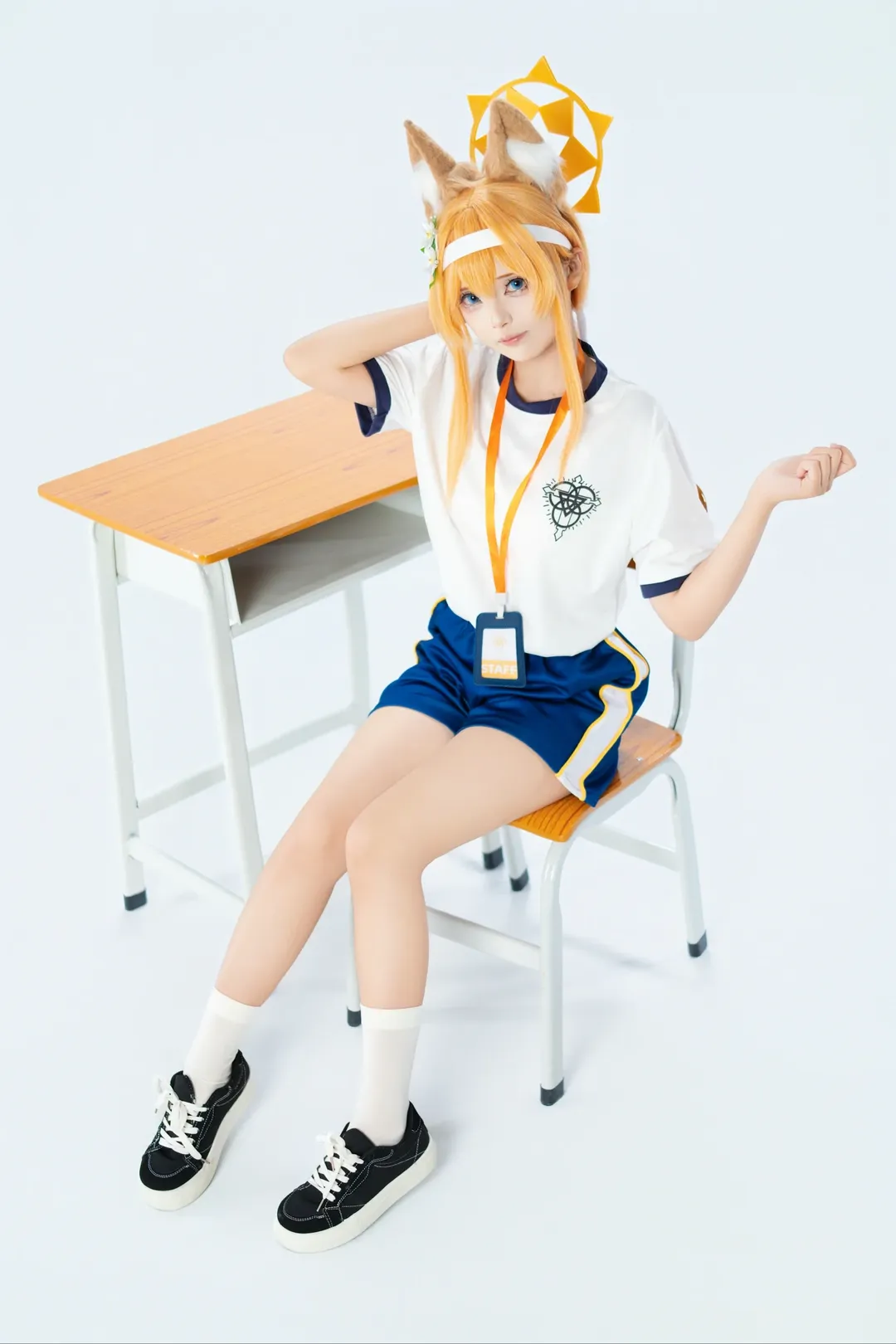 蔚蓝档案, 伊落玛丽cos, 白棚摄影, 二次元人像, 体操服cosplay - 第6张