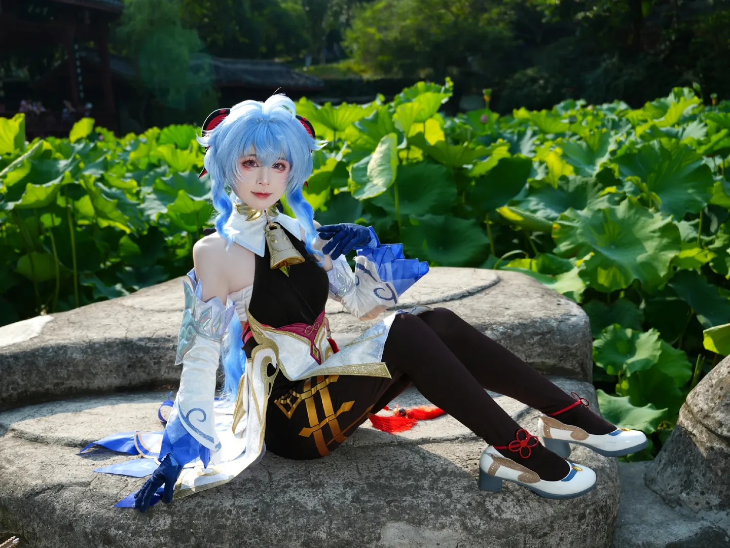 原神, 甘雨 コスプレ, コスプレ撮影, ロケーション撮影, 夏の蓮池