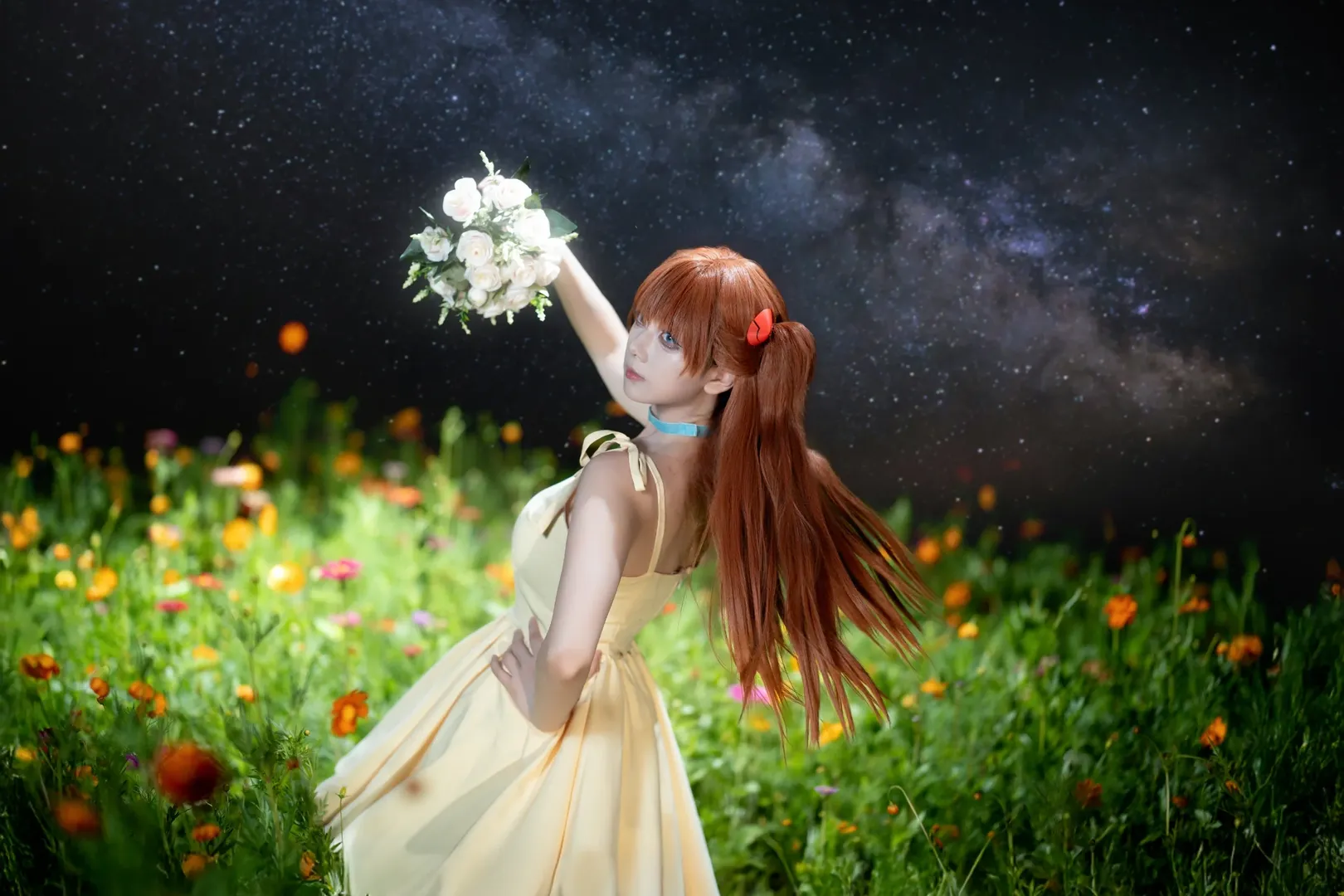 二次元摄影, 明日香cos, 花海夜景, 成都约拍, 星空人像 - 第4张