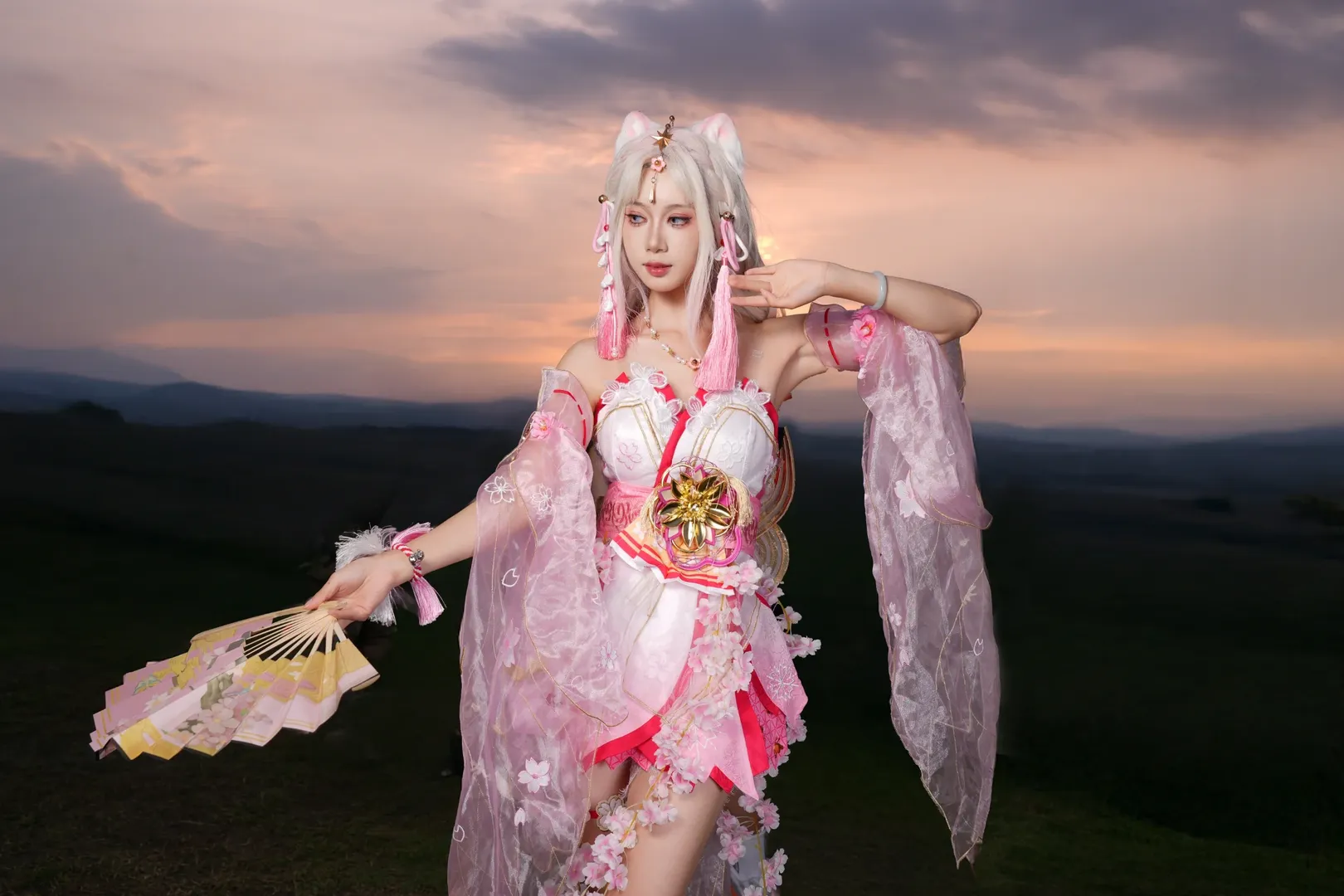 cosplay, 二次元摄影, 漫展场照, 唯美夕阳, 粉色薄纱 - 第2张