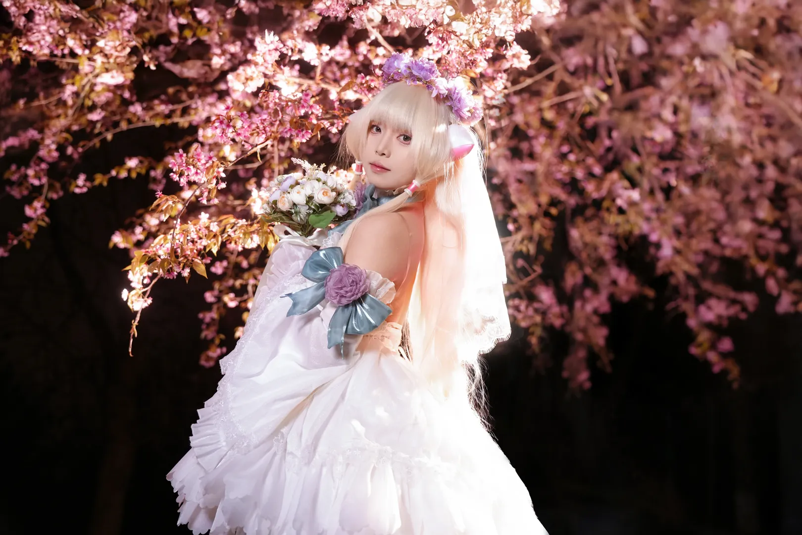 二次元摄影, 小叽cos, 夜景人像, cosplay正片, 冬樱花 - 第3张
