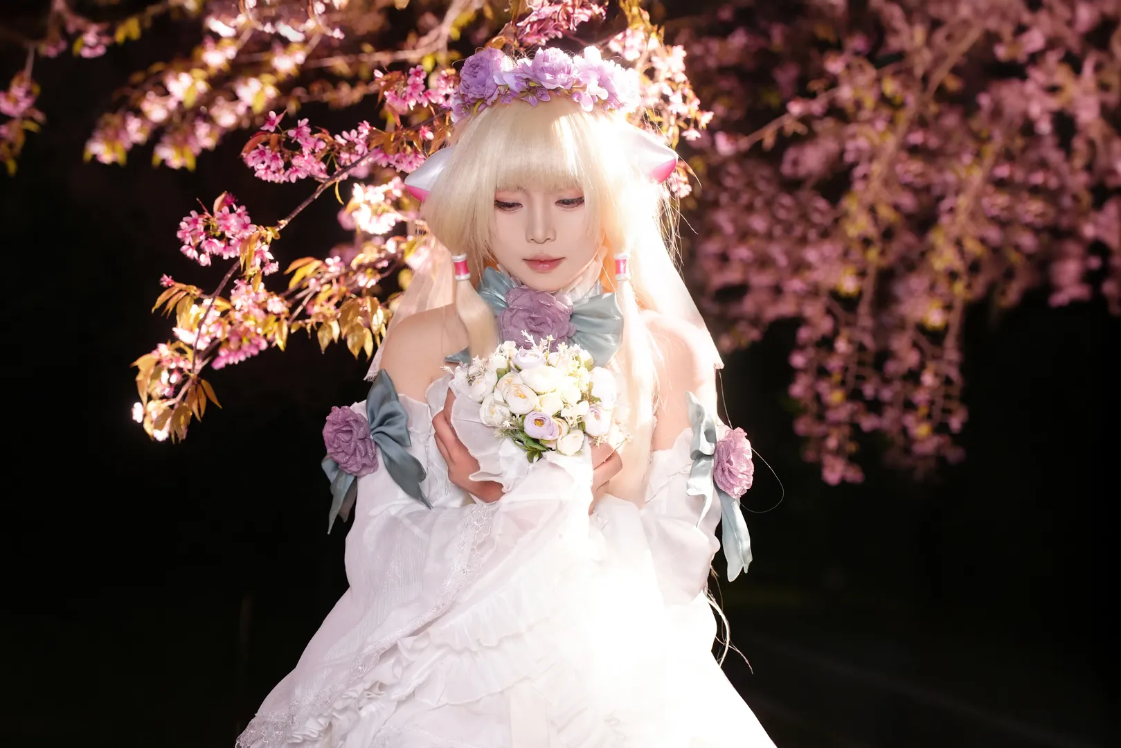 二次元摄影, 小叽cos, 夜景人像, cosplay正片, 冬樱花 - 第4张