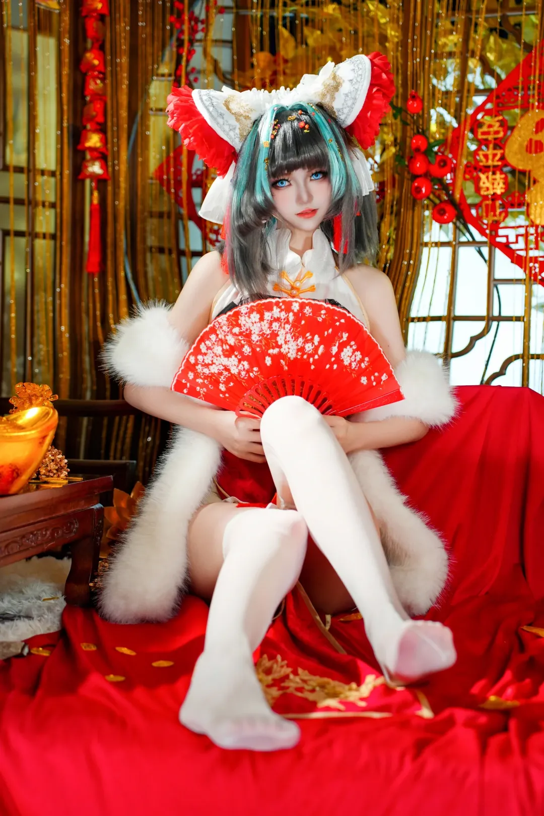 二次元摄影, 柴郡cos, 碧蓝航线, 国风cosplay, 新年旗袍 - 第1张