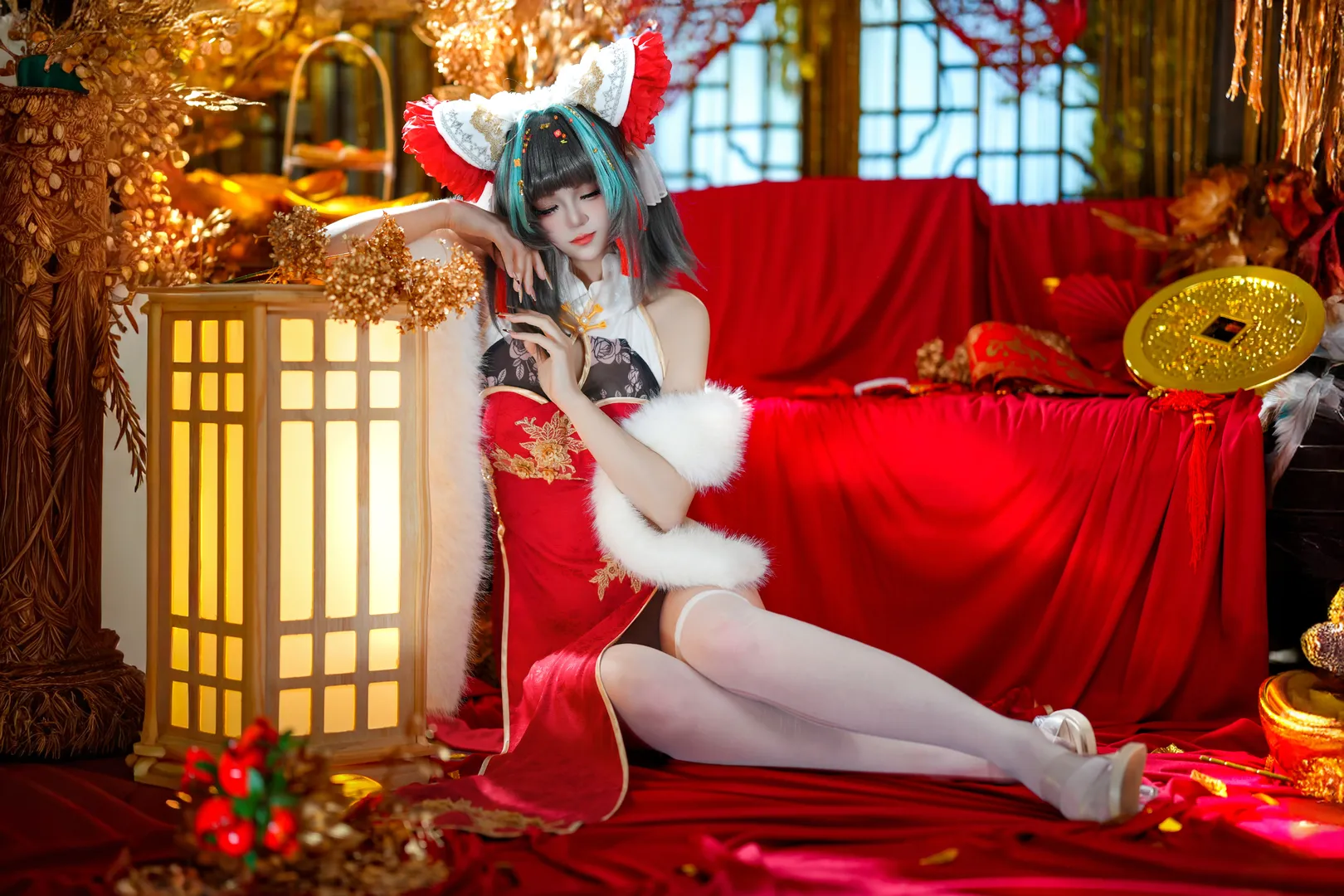 二次元摄影, 柴郡cos, 碧蓝航线, 国风cosplay, 新年旗袍 - 第2张