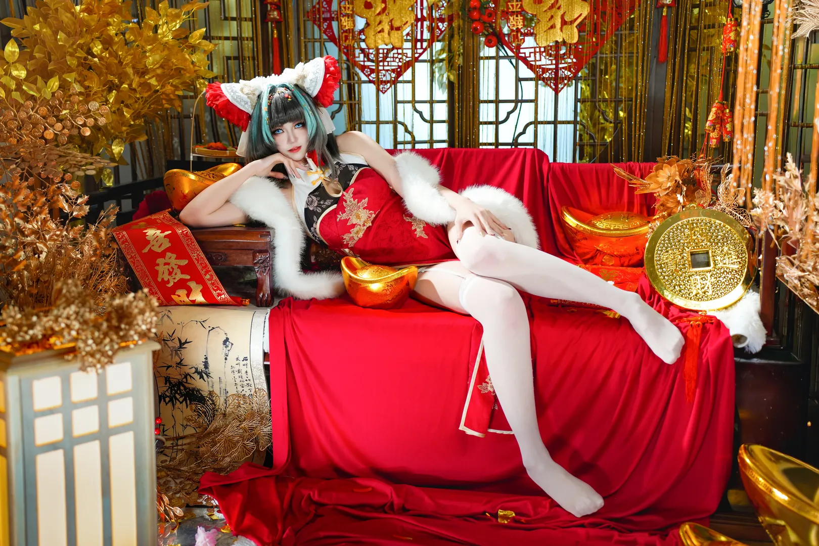 二次元摄影, 柴郡cos, 碧蓝航线, 国风cosplay, 新年旗袍 - 第3张