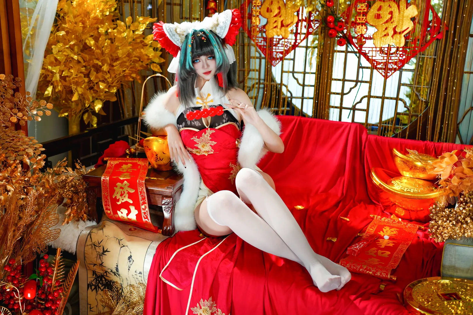 二次元摄影, 柴郡cos, 碧蓝航线, 国风cosplay, 新年旗袍 - 第5张