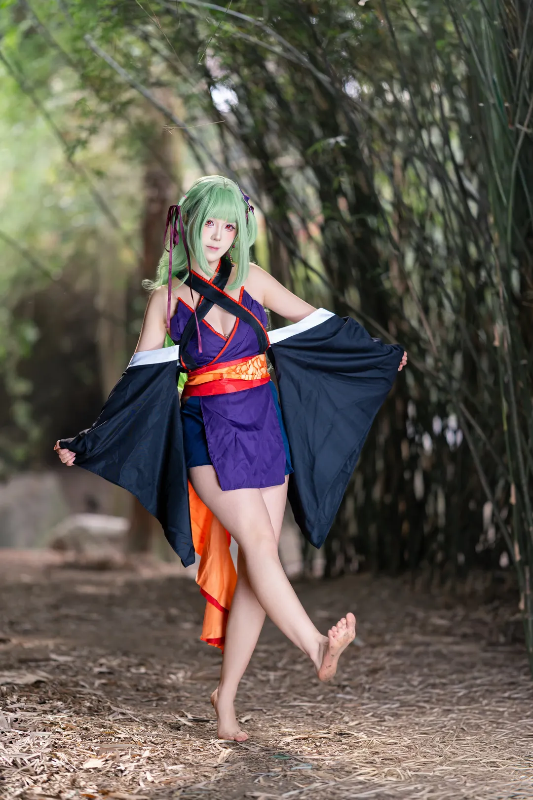 二次元cosplay, 外景摄影, 丛雨cos, 千恋万花, 竹林正片 - 第1张