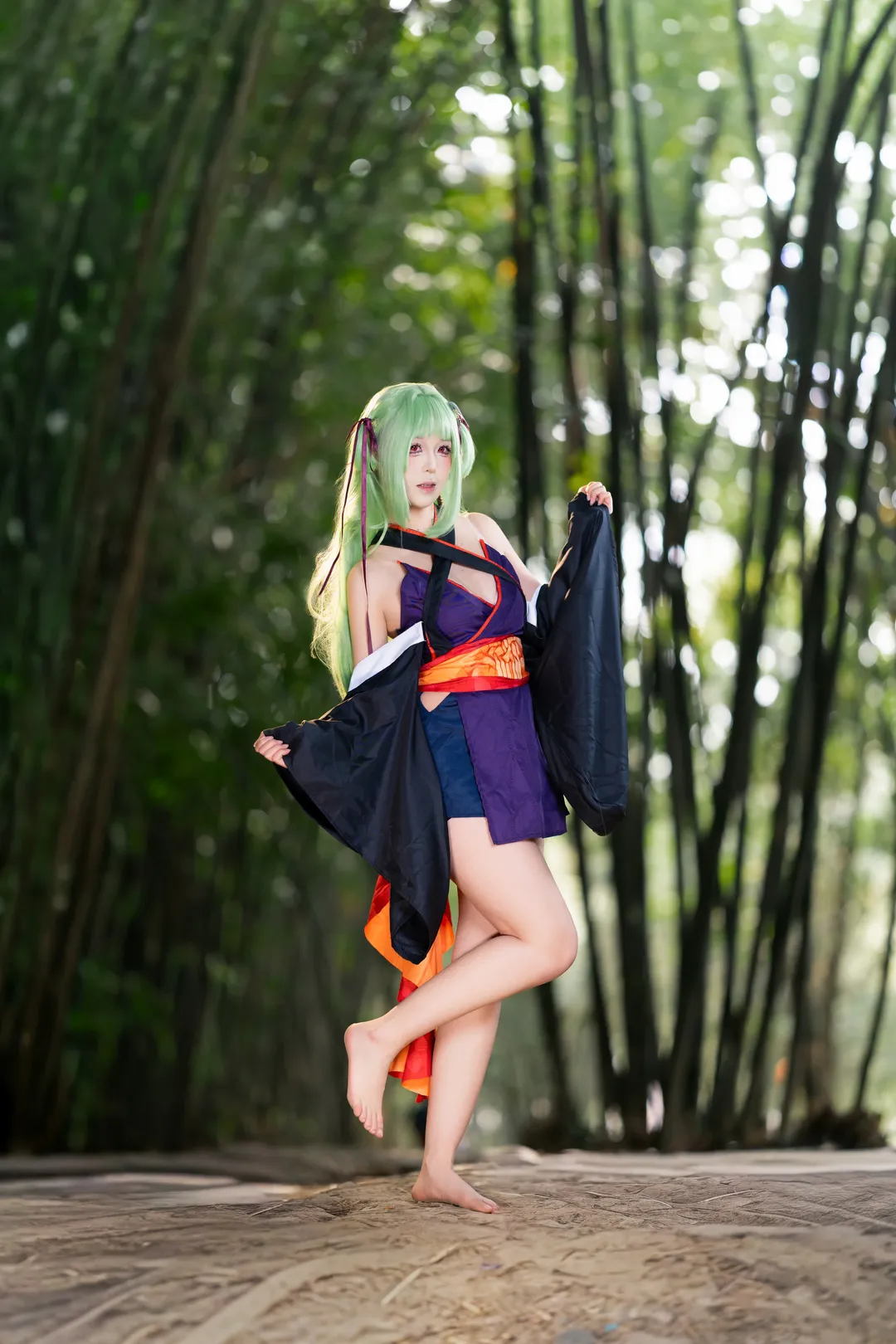 二次元cosplay, 外景摄影, 丛雨cos, 千恋万花, 竹林正片 - 第2张