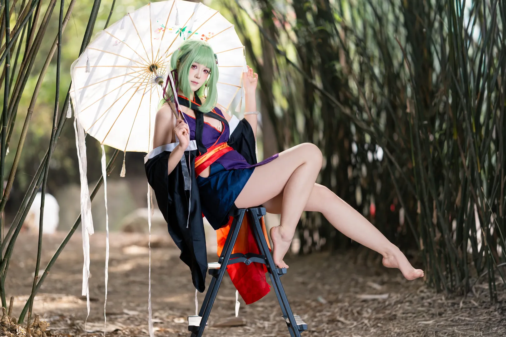 二次元cosplay, 外景摄影, 丛雨cos, 千恋万花, 竹林正片 - 第3张