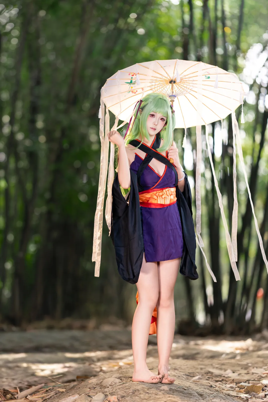 二次元cosplay, 外景摄影, 丛雨cos, 千恋万花, 竹林正片