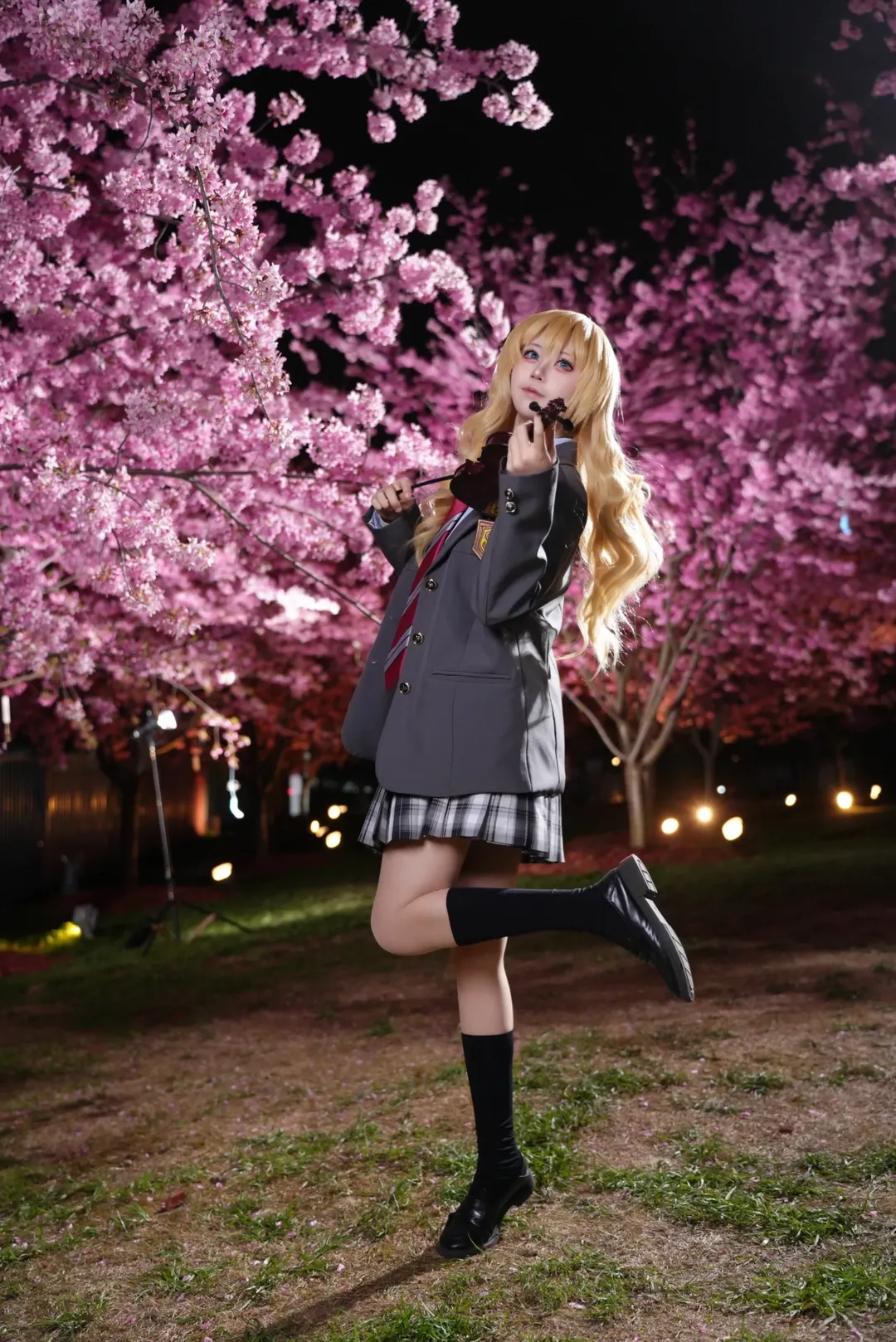 二次元cosplay, 漫花莊園, 宮園薰cos, 四月是你的謊言, 夜櫻攝影