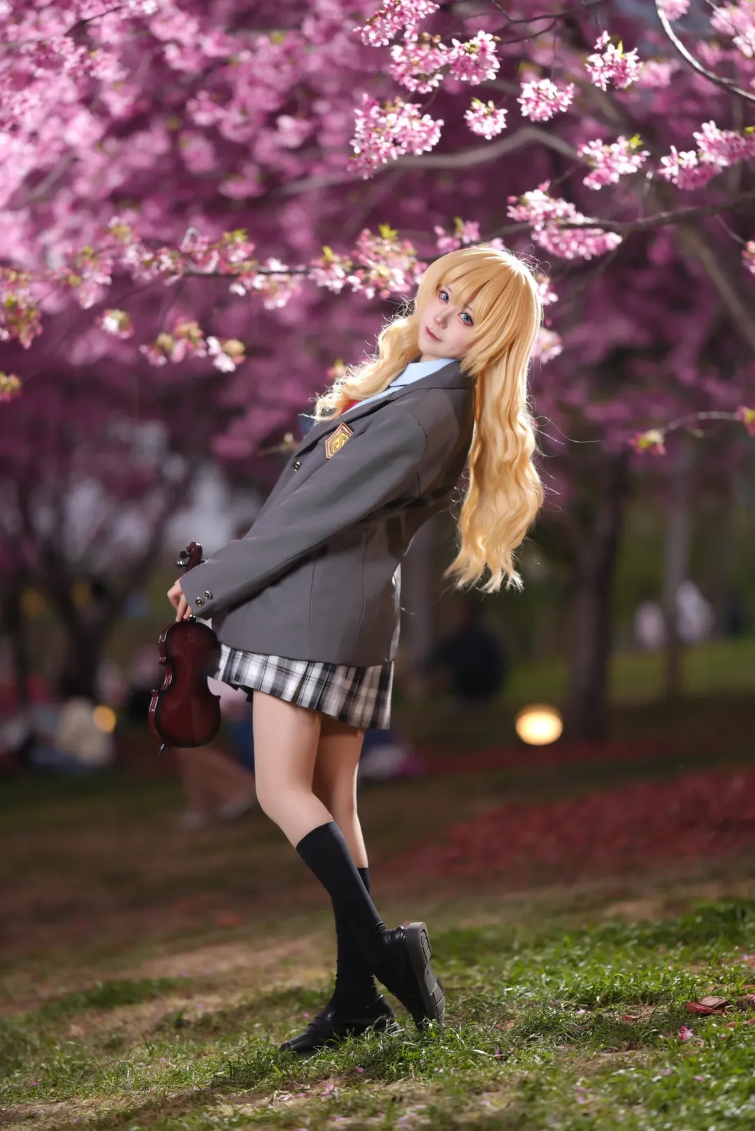 二次元cosplay, 漫花庄园, 宫园薰cos, 四月是你的谎言, 夜樱摄影 - 第7张