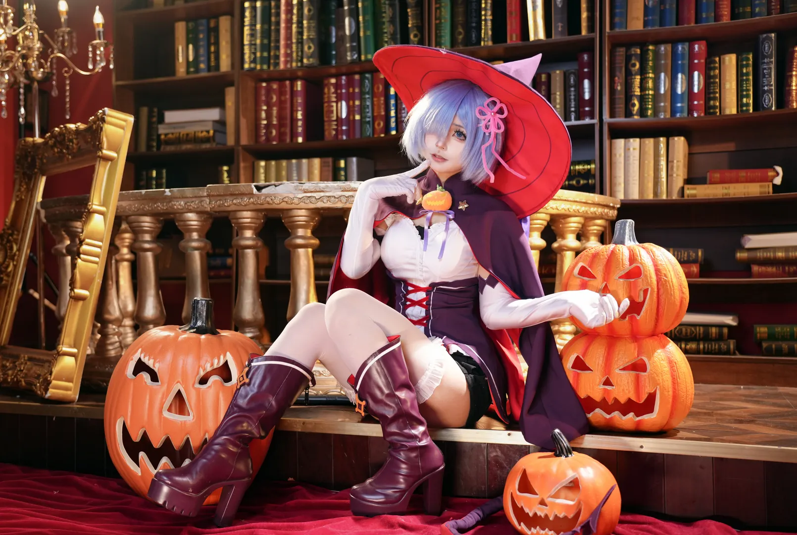 二次元摄影, 蕾姆cos, cosplay正片, 万圣节cosplay, 女巫写真 - 第3张