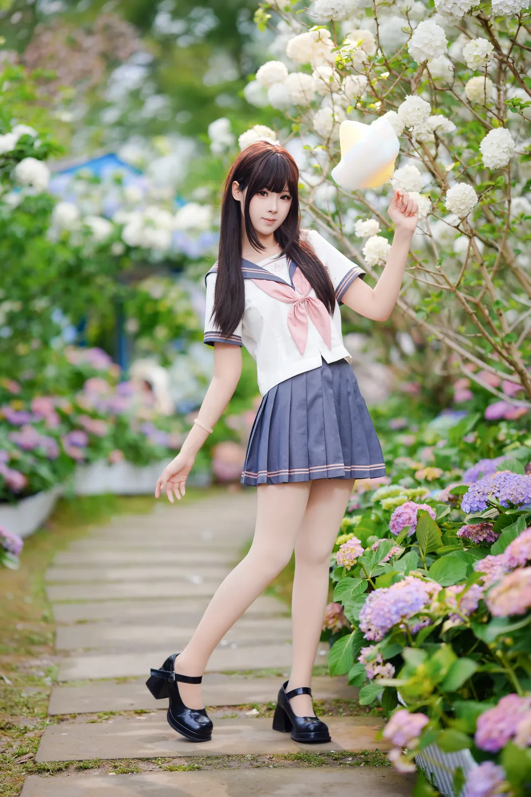 二次元少女, 春日穿搭, 校园风写真, jk制服摄影, 漫花庄园拍照 - 第1张