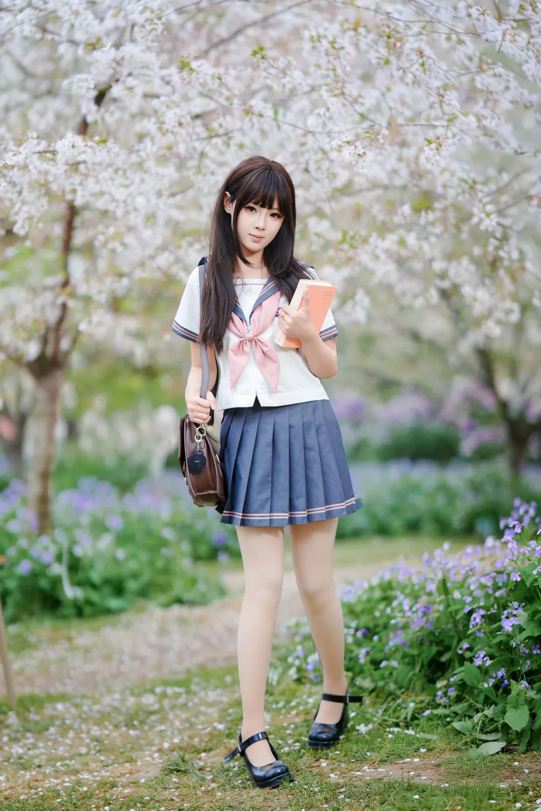 二次元少女, 春日穿搭, 校园风写真, jk制服摄影, 漫花庄园拍照 - 第3张