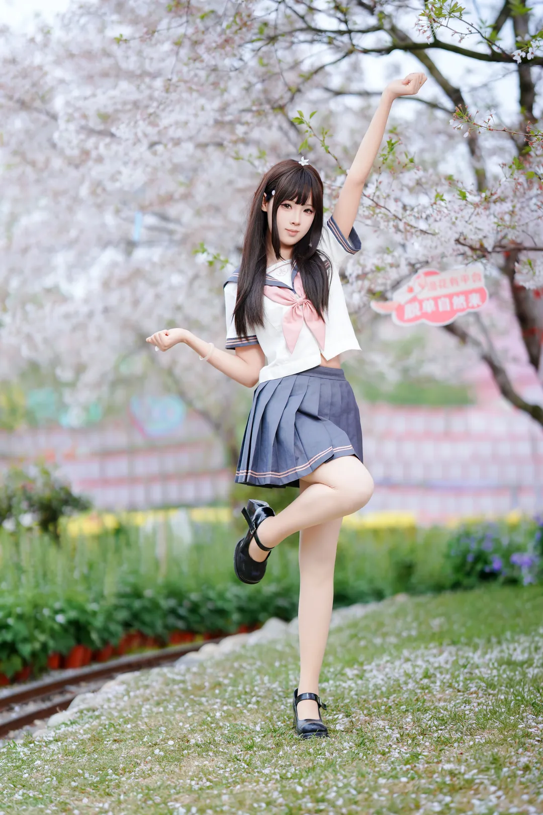 二次元少女, 春日穿搭, 校园风写真, jk制服摄影, 漫花庄园拍照 - 第6张