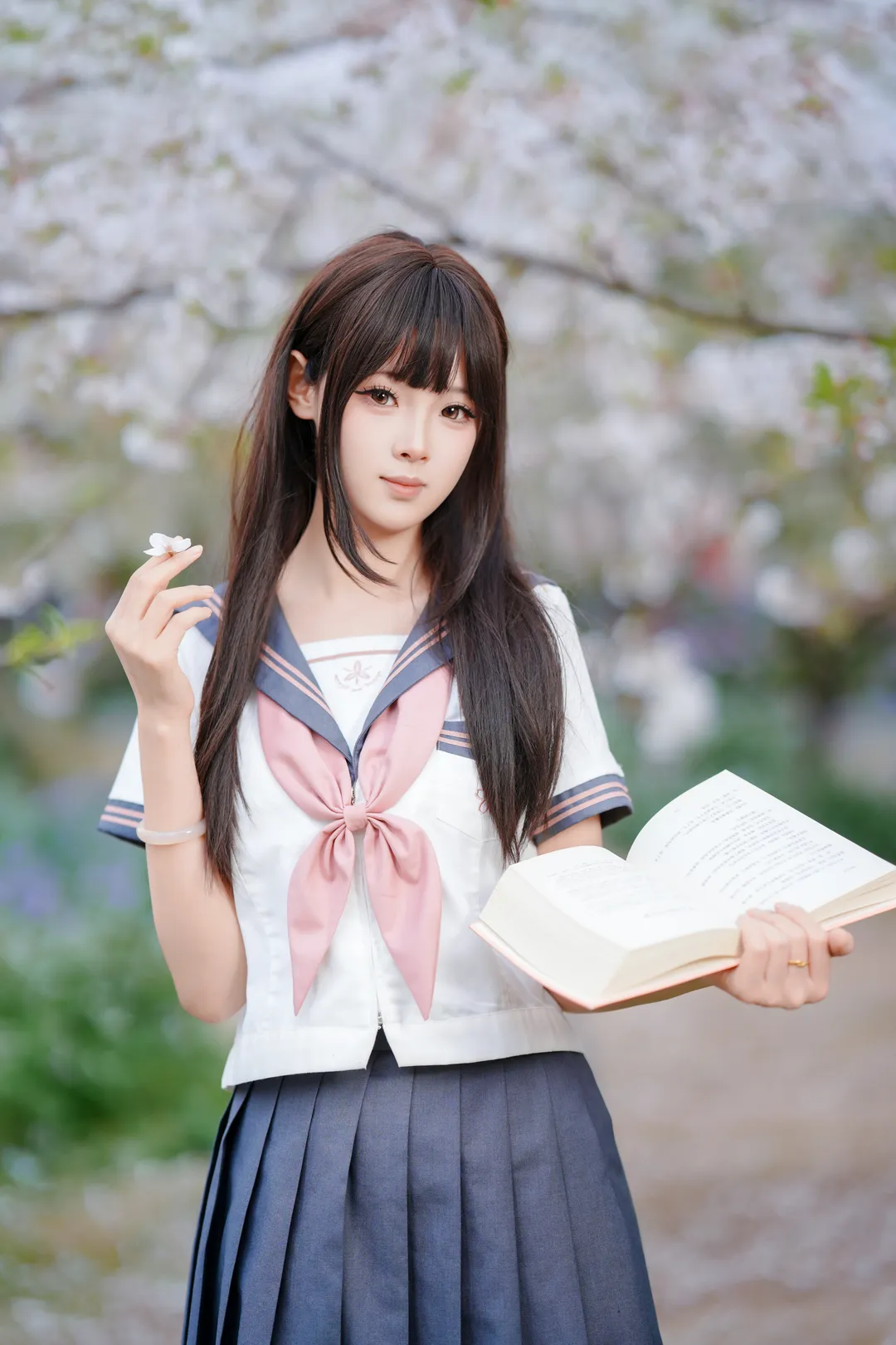 二次元少女, 春日穿搭, 校园风写真, jk制服摄影, 漫花庄园拍照 - 第7张