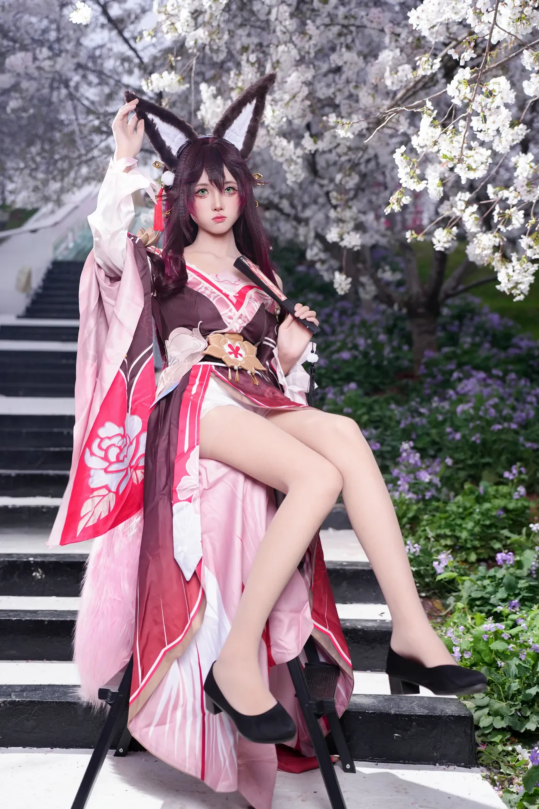 忘归人cos, 樱花外景, cosplay摄影, 二次元仿妆, 春日氛围感 - 第4张