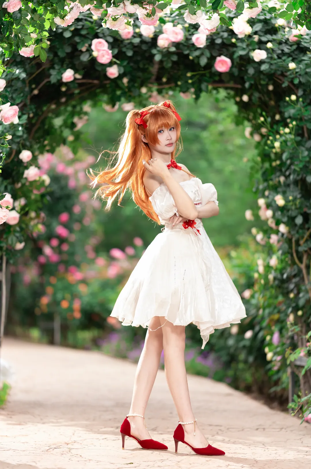 明日香cos, 新世纪福音战士, EVA cosplay, 明日香花之语, 玫瑰园写真 - 第2张
