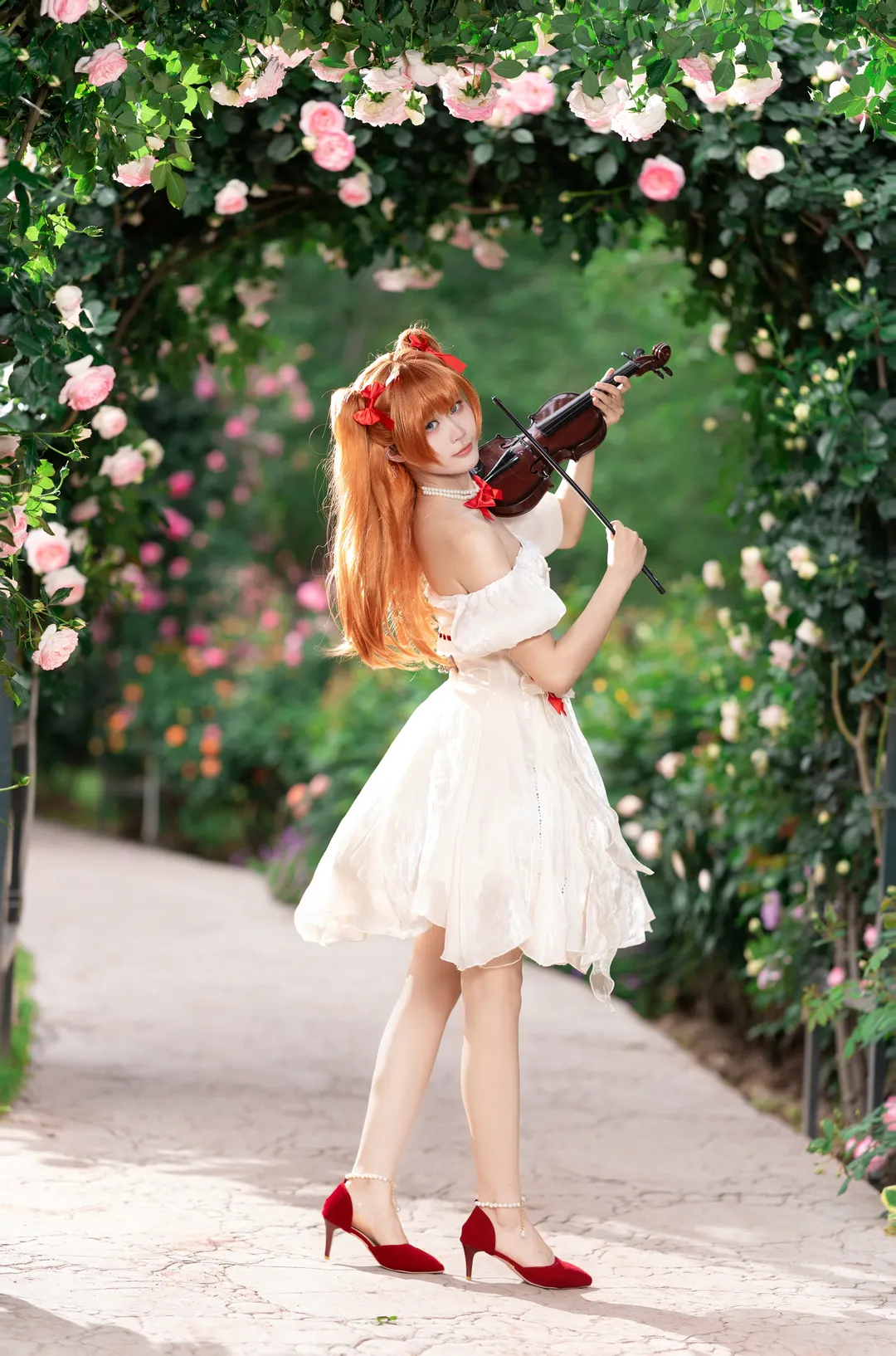 明日香cos, 新世纪福音战士, EVA cosplay, 明日香花之语, 玫瑰园写真 - 第4张