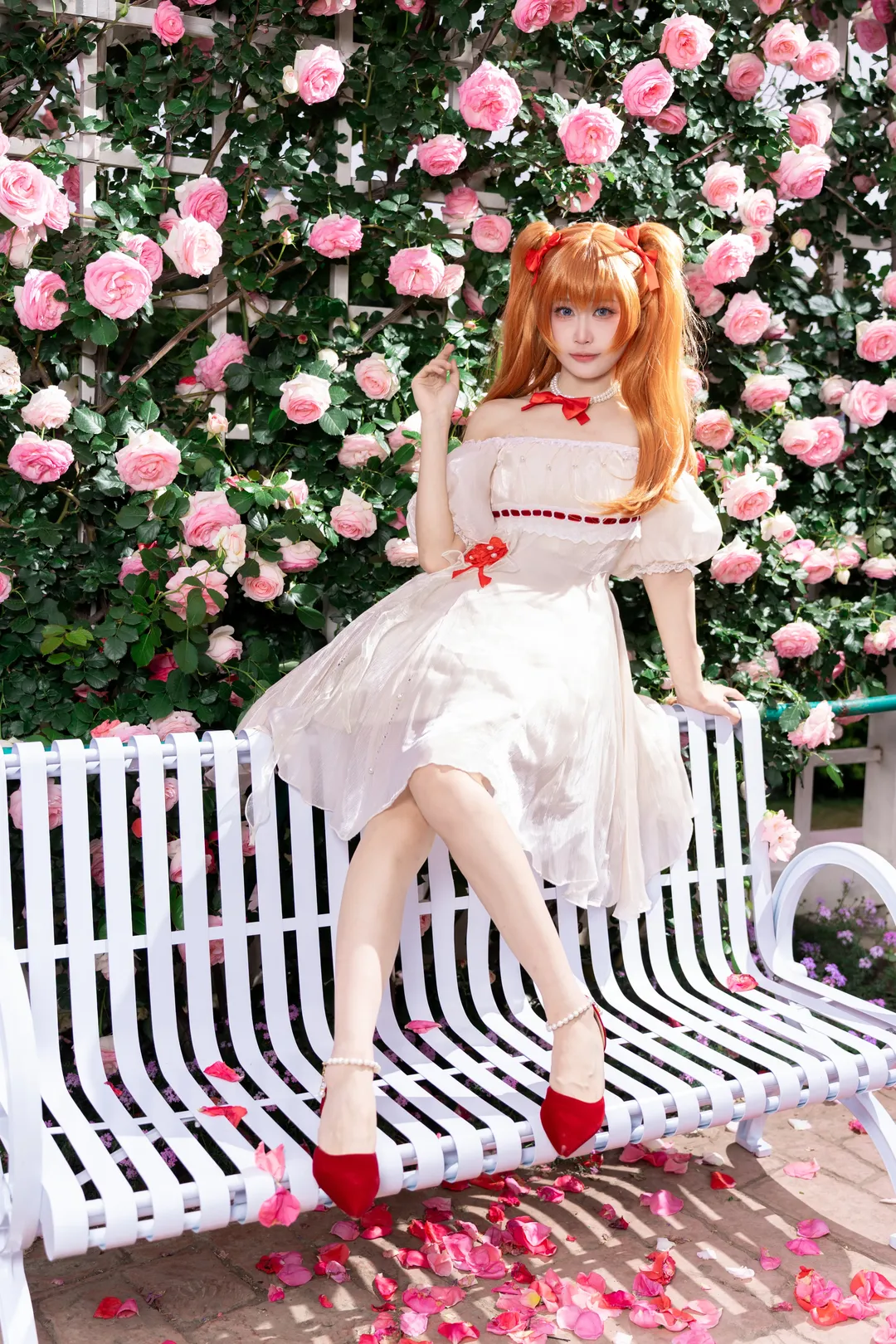 明日香cos, 新世纪福音战士, EVA cosplay, 明日香花之语, 玫瑰园写真 - 第7张