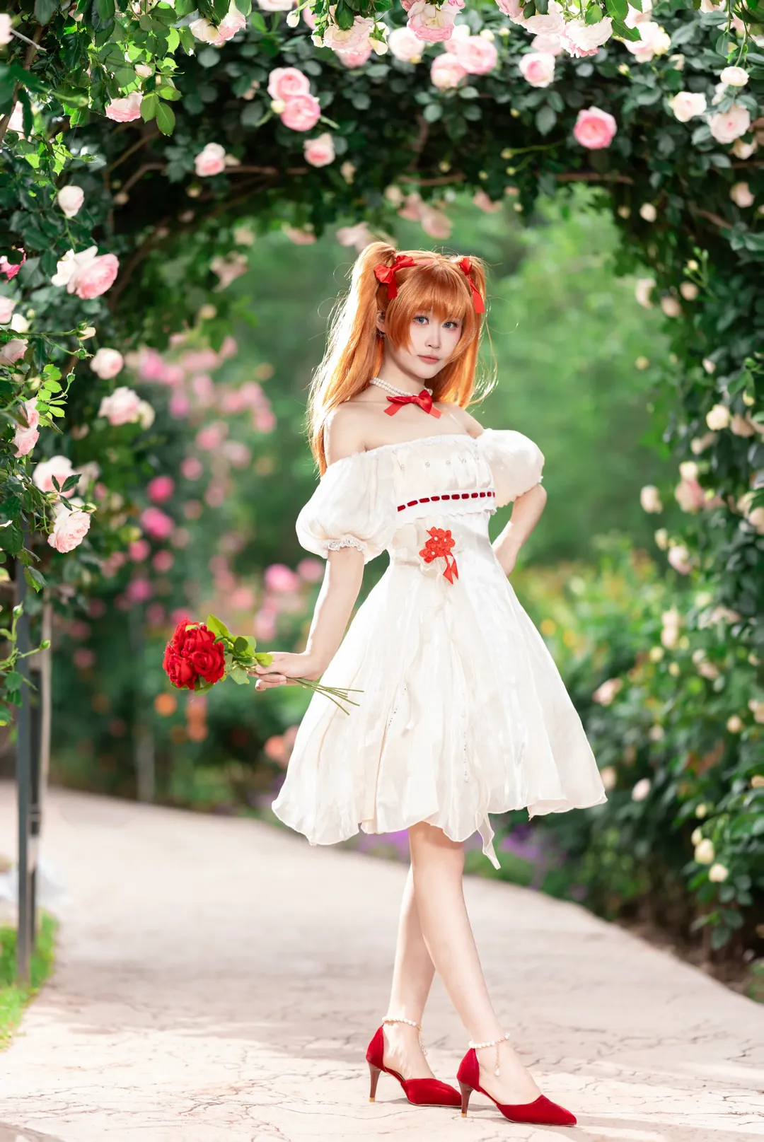 明日香cos, 新世纪福音战士, EVA cosplay, 明日香花之语, 玫瑰园写真 - 第8张