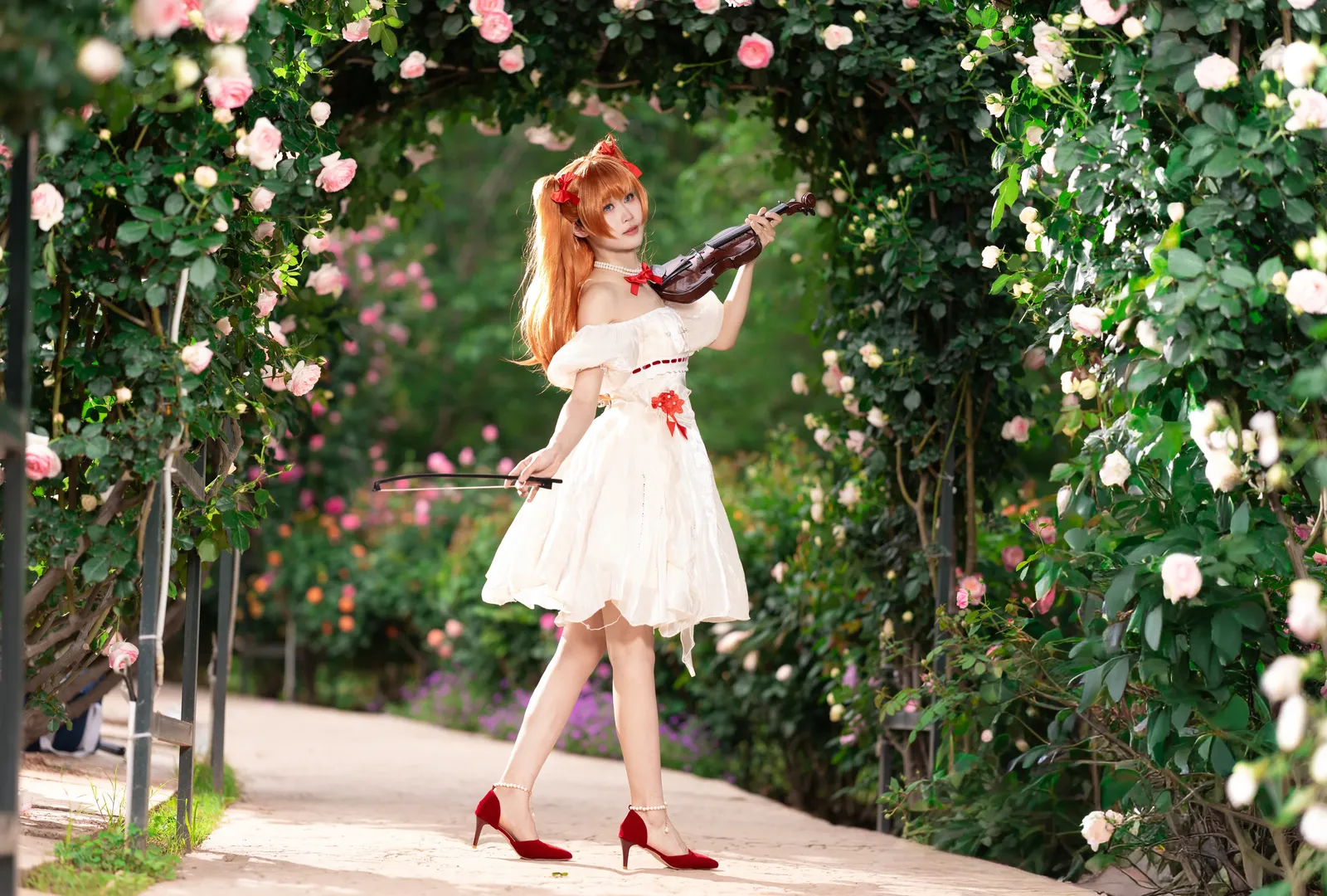 明日香cos, 新世纪福音战士, EVA cosplay, 明日香花之语, 玫瑰园写真 - 第9张