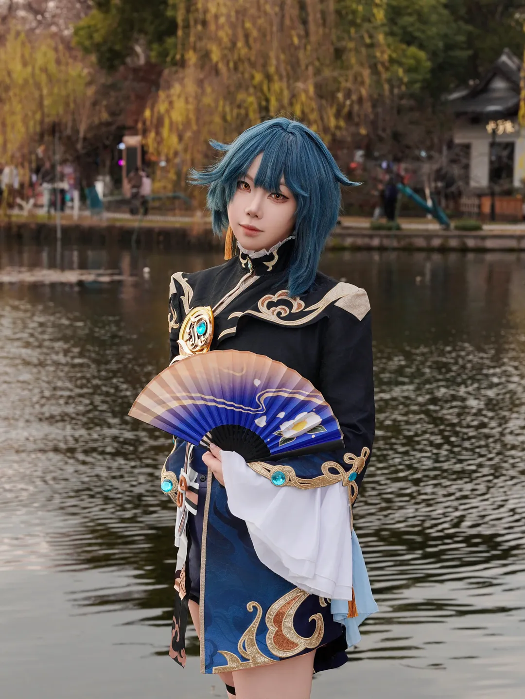 原神, 海灯祭, 行秋コスプレ, 中国風コスプレ, 西湖の美しい景色