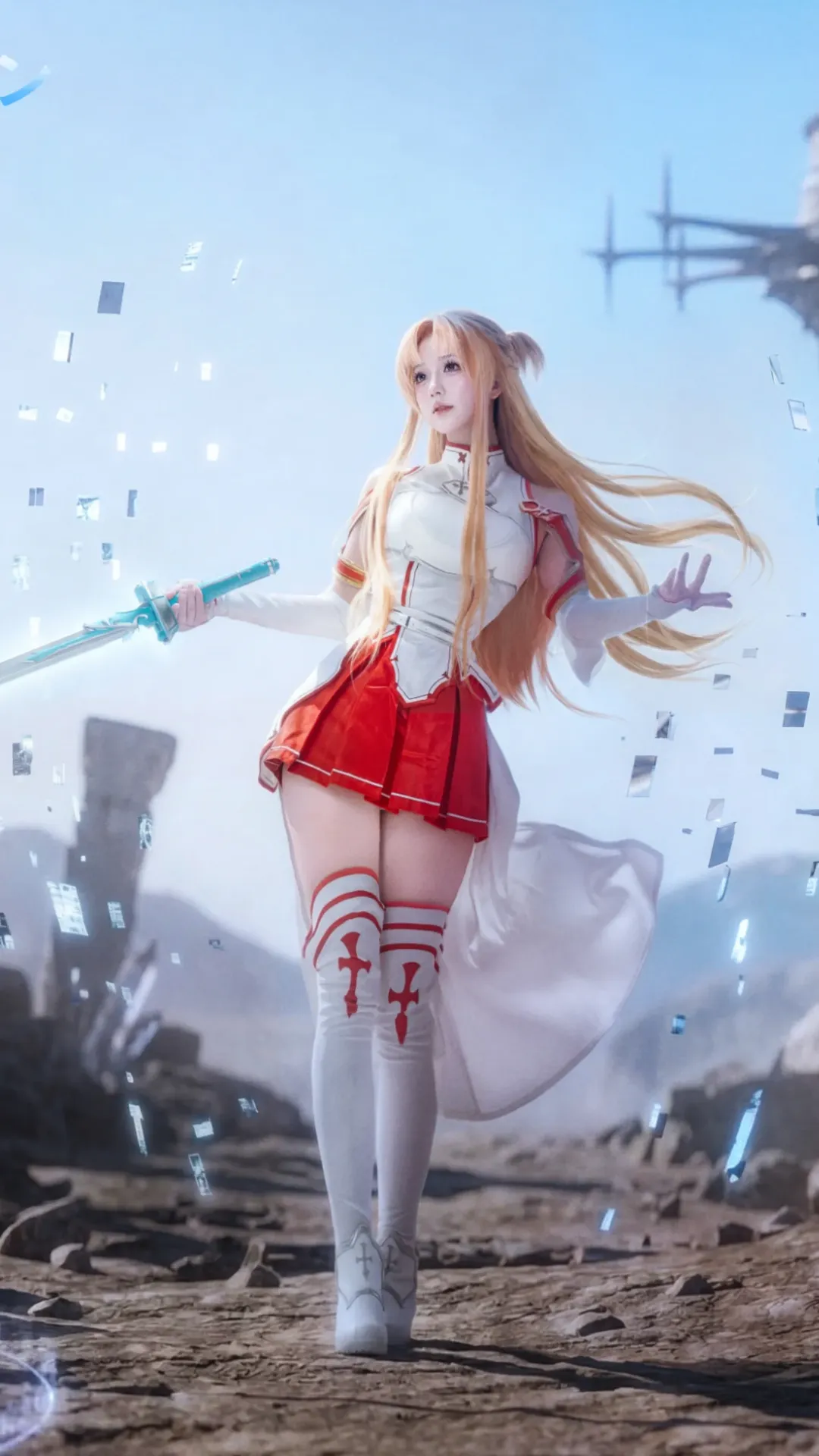 cosplay, 亚丝娜cos, 刀剑神域, 二次元壁纸, 后期合成
