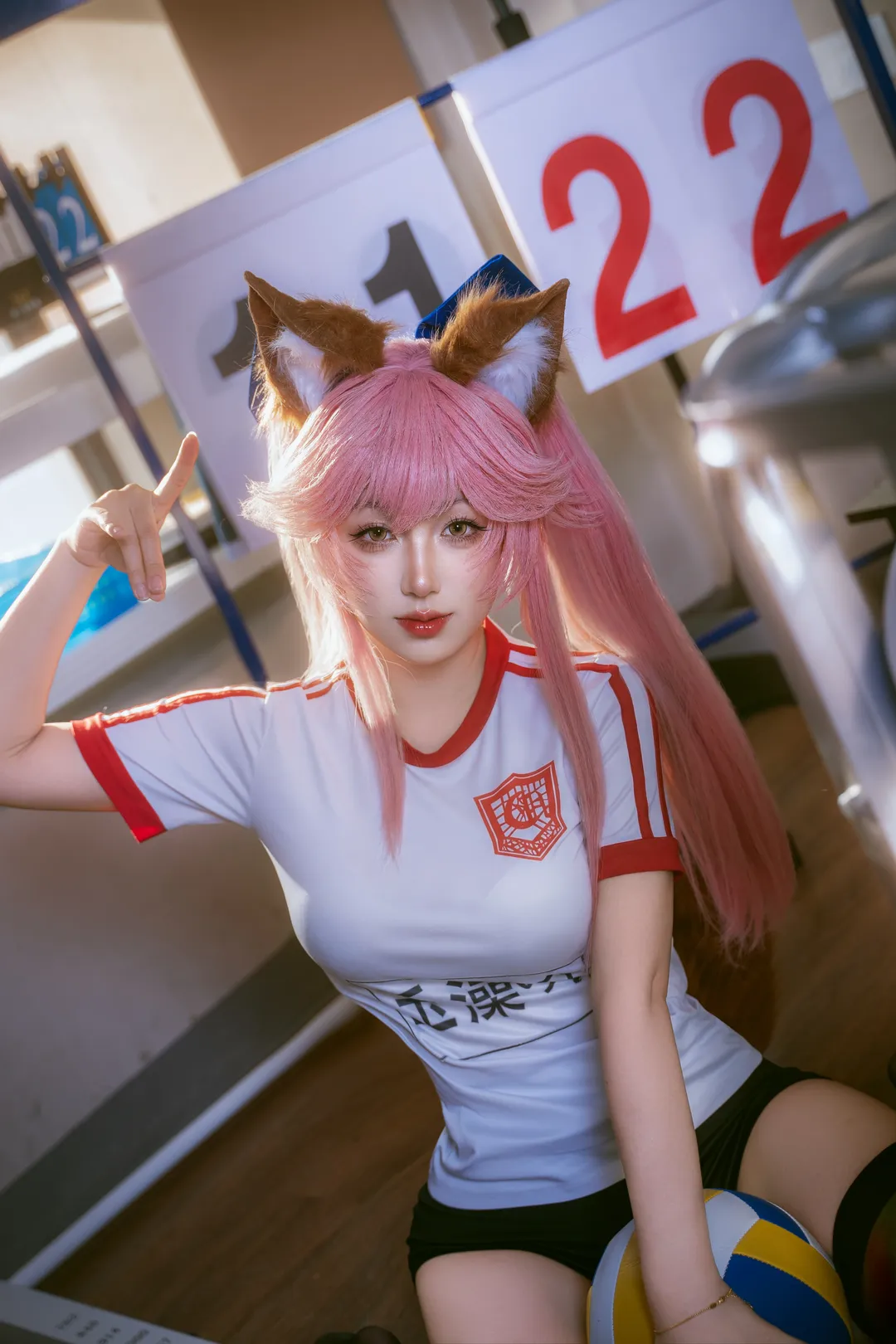 Fate/Grand Order, Cosplay photoshoot, Gymnastics uniform cosplay, Tamamo no Mae cosplay, Anime sporty style