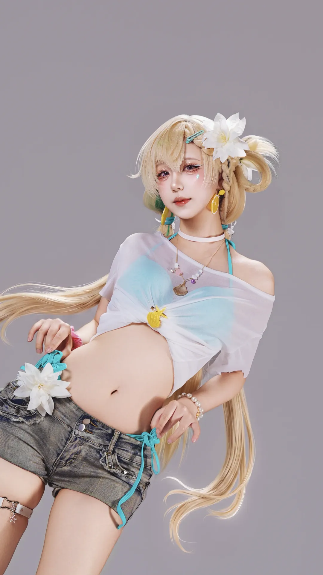 鸣潮, 琳奈cos, 泳装cosplay, 二次元cos, 白棚写真
