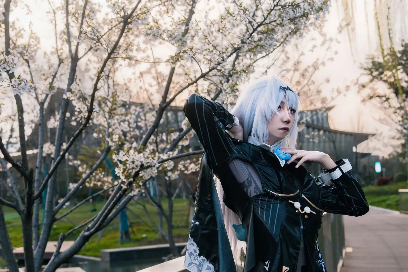 cosplay, 户外摄影, 丝袜穿搭, 漆皮外套, 银白发 - 第5张