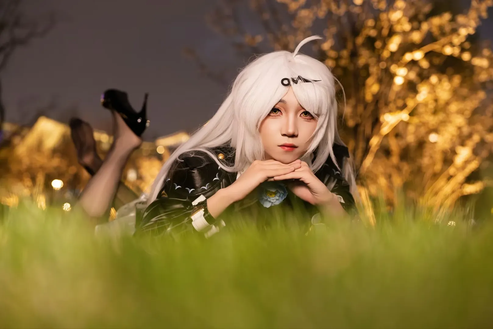 cosplay, 户外摄影, 丝袜穿搭, 漆皮外套, 银白发 - 第7张
