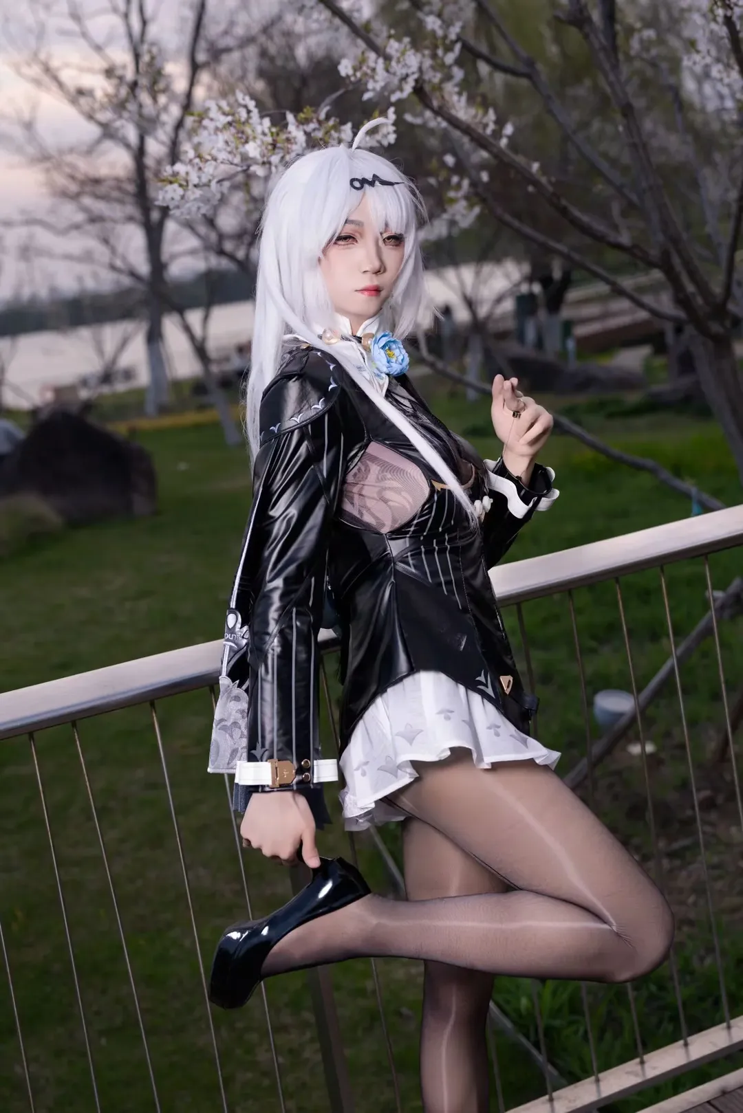 cosplay, 户外摄影, 丝袜穿搭, 漆皮外套, 银白发 - 第8张