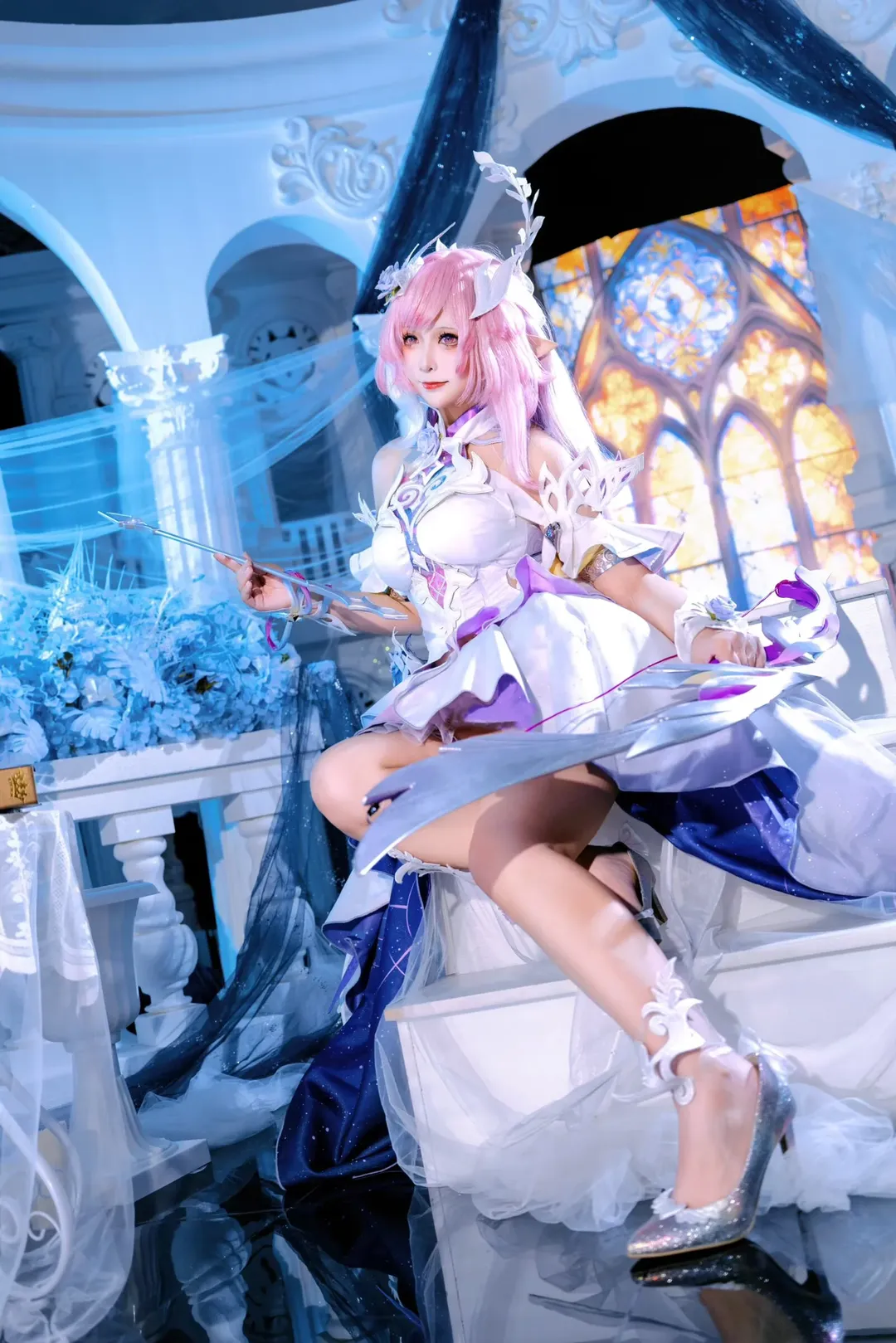 爱莉希雅cos, 崩坏3, 二次元摄影, 梦幻星空裙, 粉毛cos - 第1张