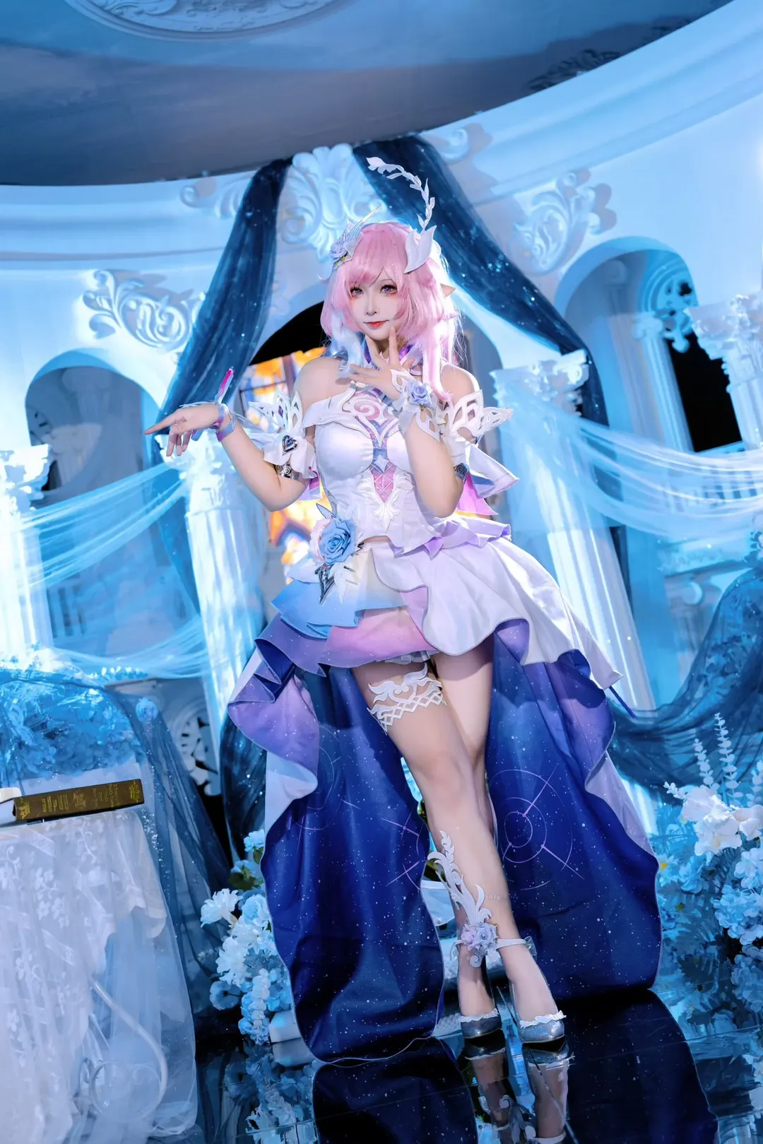爱莉希雅cos, 崩坏3, 二次元摄影, 梦幻星空裙, 粉毛cos - 第5张